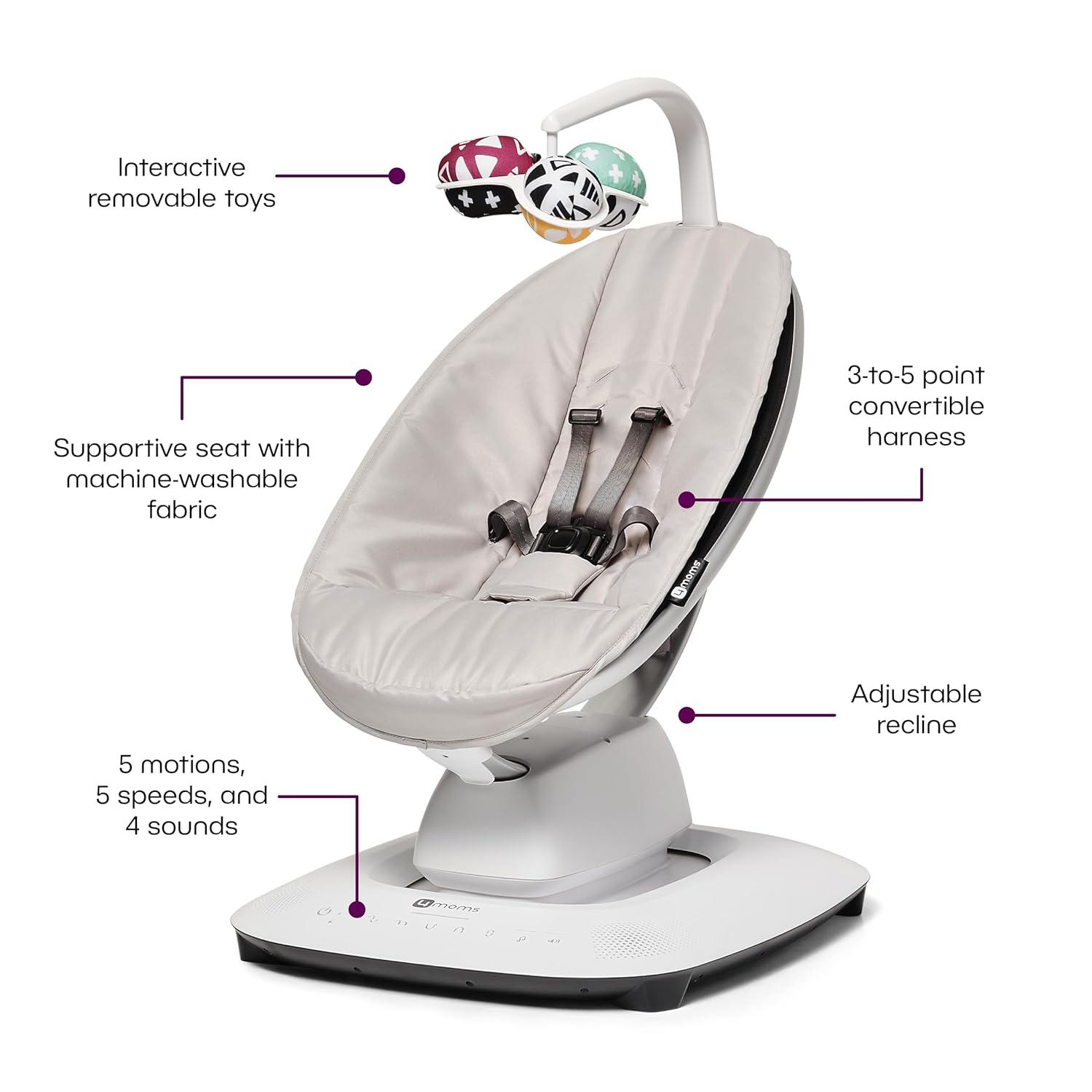 image4moms MamaRoo MultiMotion Baby Swing in Classic Grey with Plush Infant Insert Dark GreySwing  Plush Fabric
