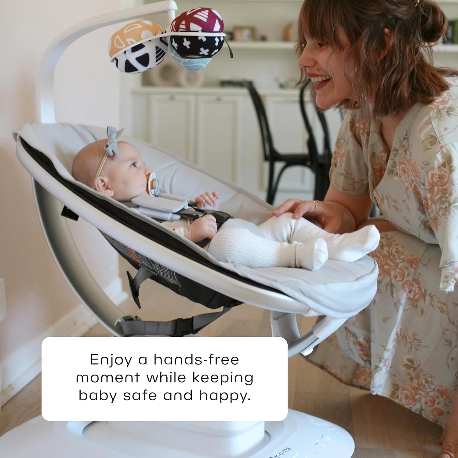 image4moms MamaRoo MultiMotion Baby Swing in Classic Grey with Plush Infant Insert Dark GreySwing  Plush Fabric