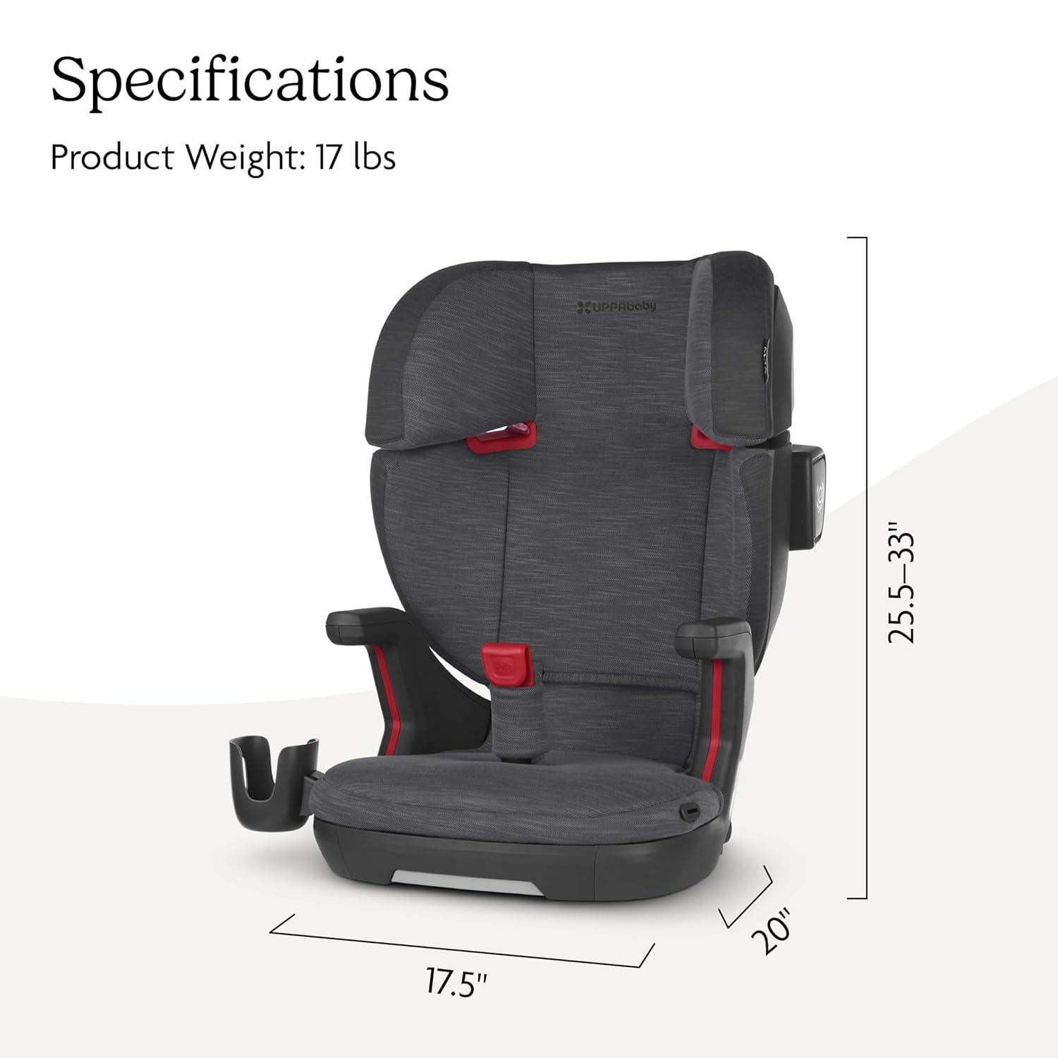 imageUPPAbaby Alta V2 High Back Booster SeatSevenPosition Active Support Headrest for Growing ChildrenSecureFit Integrated Belt Guide  PositionerCup Holder IncludedGreyson Grey MlangeCharcoal Mlange