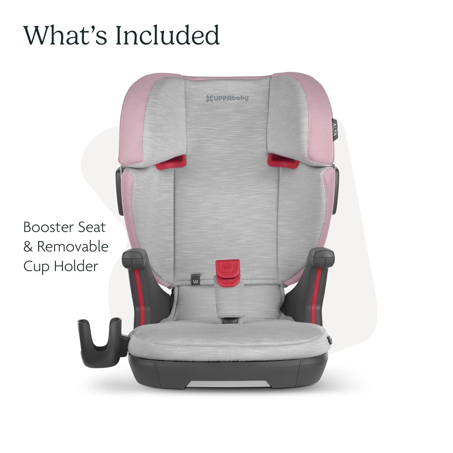 imageUPPAbaby Alta V2 High Back Booster SeatSevenPosition Active Support Headrest for Growing ChildrenSecureFit Integrated Belt Guide  PositionerCup Holder IncludedGreyson Grey MlangeGrey mlange