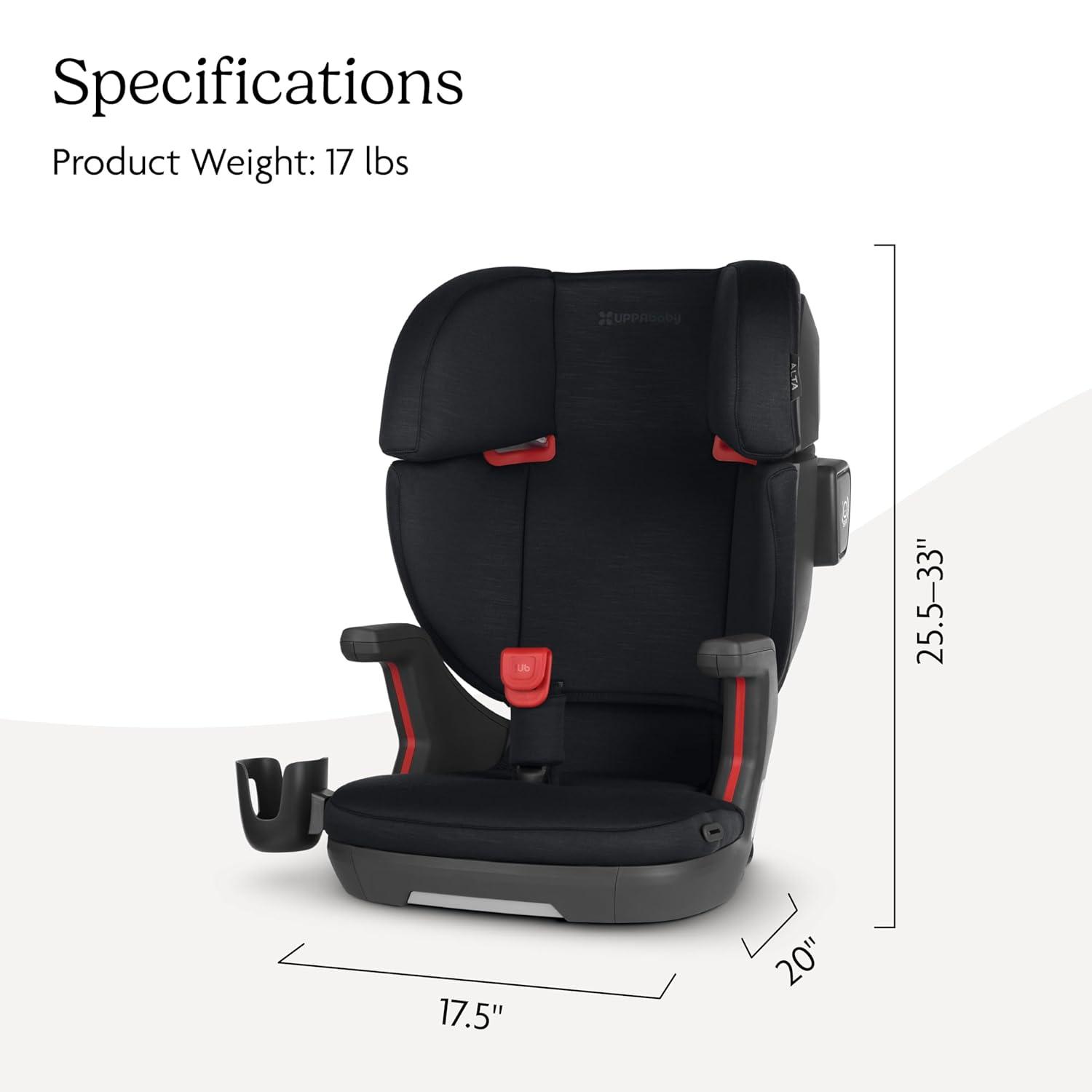 imageUPPAbaby Alta V2 High Back Booster SeatSevenPosition Active Support Headrest for Growing ChildrenSecureFit Integrated Belt Guide  PositionerCup Holder IncludedGreyson Grey MlangeBlack Mlange
