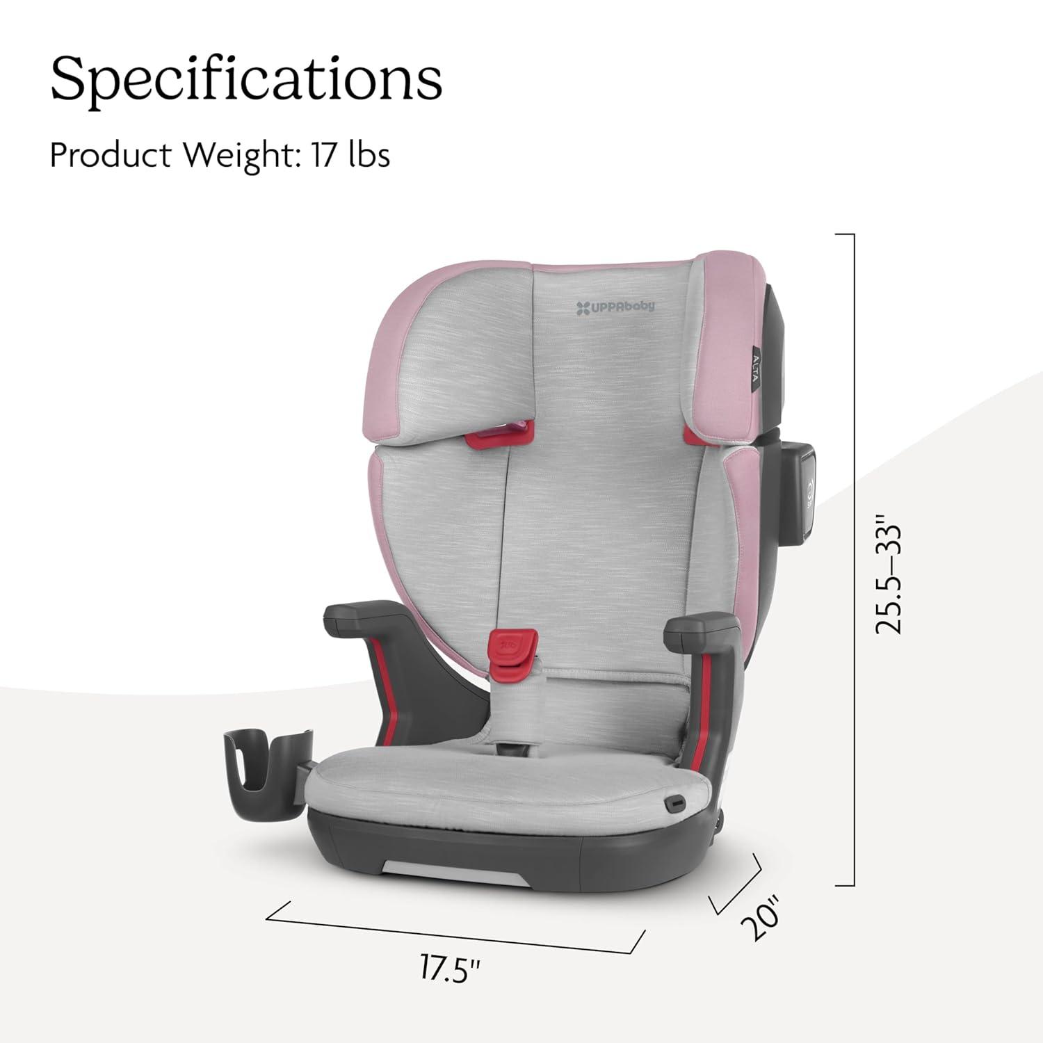 imageUPPAbaby Alta V2 High Back Booster SeatSevenPosition Active Support Headrest for Growing ChildrenSecureFit Integrated Belt Guide  PositionerCup Holder IncludedGreyson Grey MlangeGrey mlange
