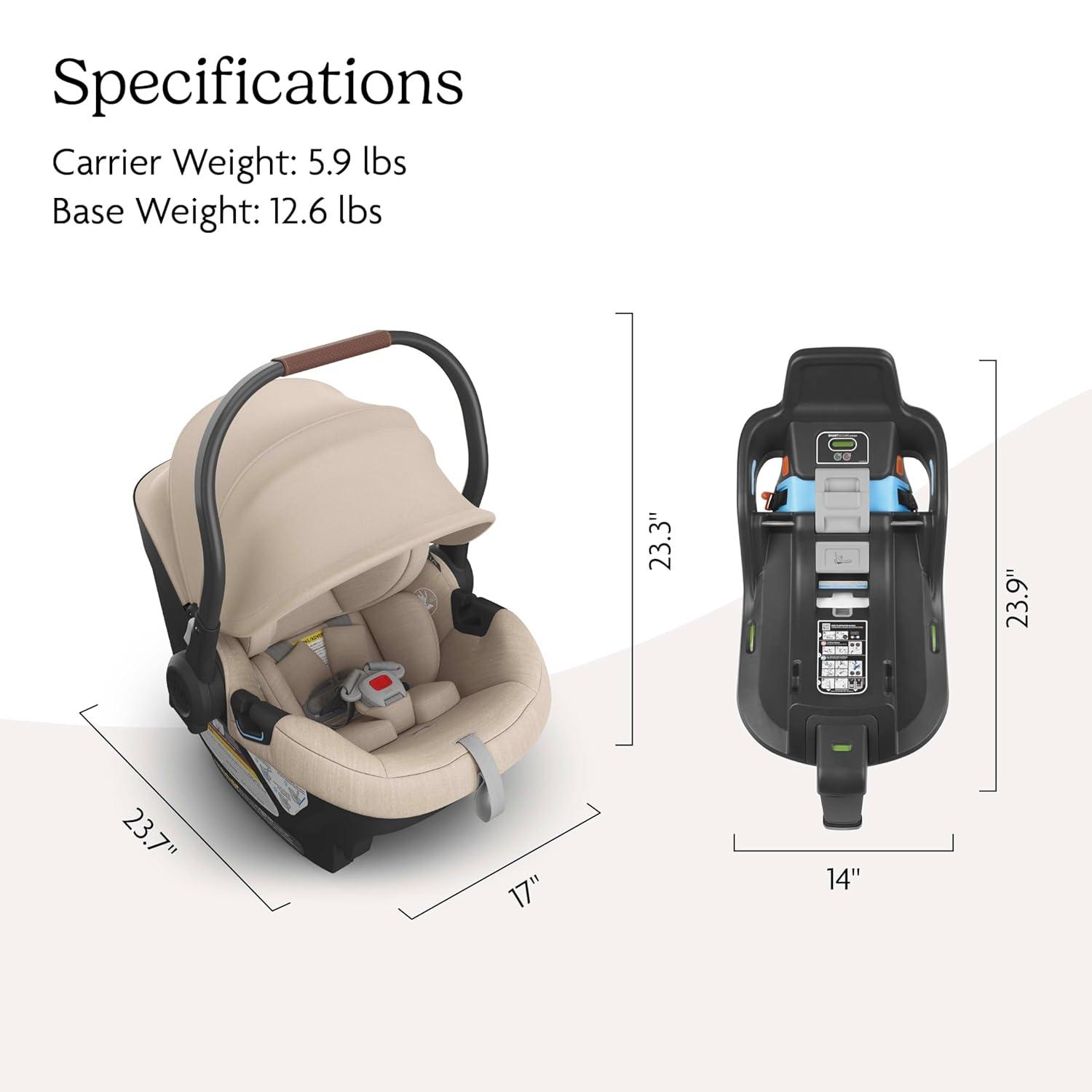 imageUPPAbaby Aria Lightweight Infant Car SeatJust Under 6 lbs for Easy PortabilityBase with Load Leg  Infant Insert IncludedDirect Stroller AttachmentGreyson Charcoal MlangeSaddle LeatherDeclan