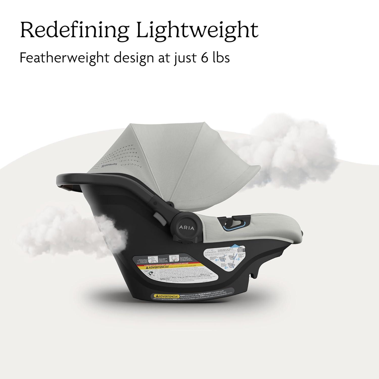 imageUPPAbaby Aria V2 Lightweight Infant Car Seat  Just Under 6 lbs  Base with Load Leg  Infant Insert  AllWeather FootCover Included  Direct Stroller Attachment  Declan Oat MlangeSavannah Pearl Grey Mlange