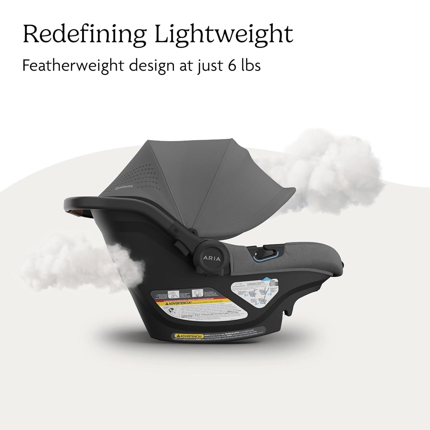 imageUPPAbaby Aria V2 Lightweight Infant Car Seat  Just Under 6 lbs  Base with Load Leg  Infant Insert  AllWeather FootCover Included  Direct Stroller Attachment  Declan Oat MlangeGreyson Charcoal Mlange