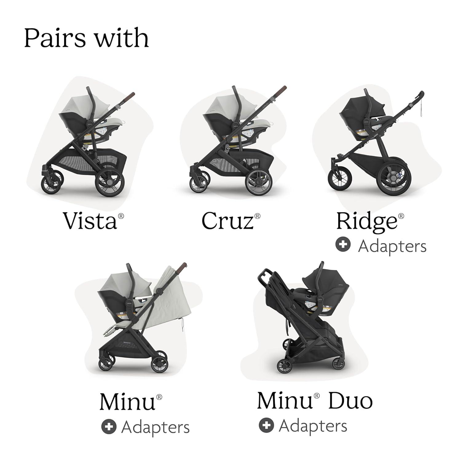 imageUPPAbaby Aria V2 Lightweight Infant Car Seat  Just Under 6 lbs  Base with Load Leg  Infant Insert  AllWeather FootCover Included  Direct Stroller Attachment  Declan Oat MlangeSavannah Pearl Grey Mlange