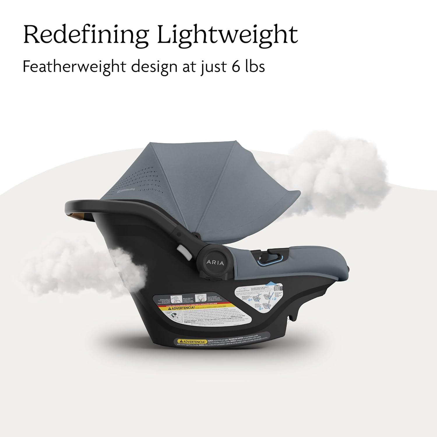 imageUPPAbaby Aria V2 Lightweight Infant Car Seat  Just Under 6 lbs  Base with Load Leg  Infant Insert  AllWeather FootCover Included  Direct Stroller Attachment  Declan Oat MlangeCallum Stone Blue