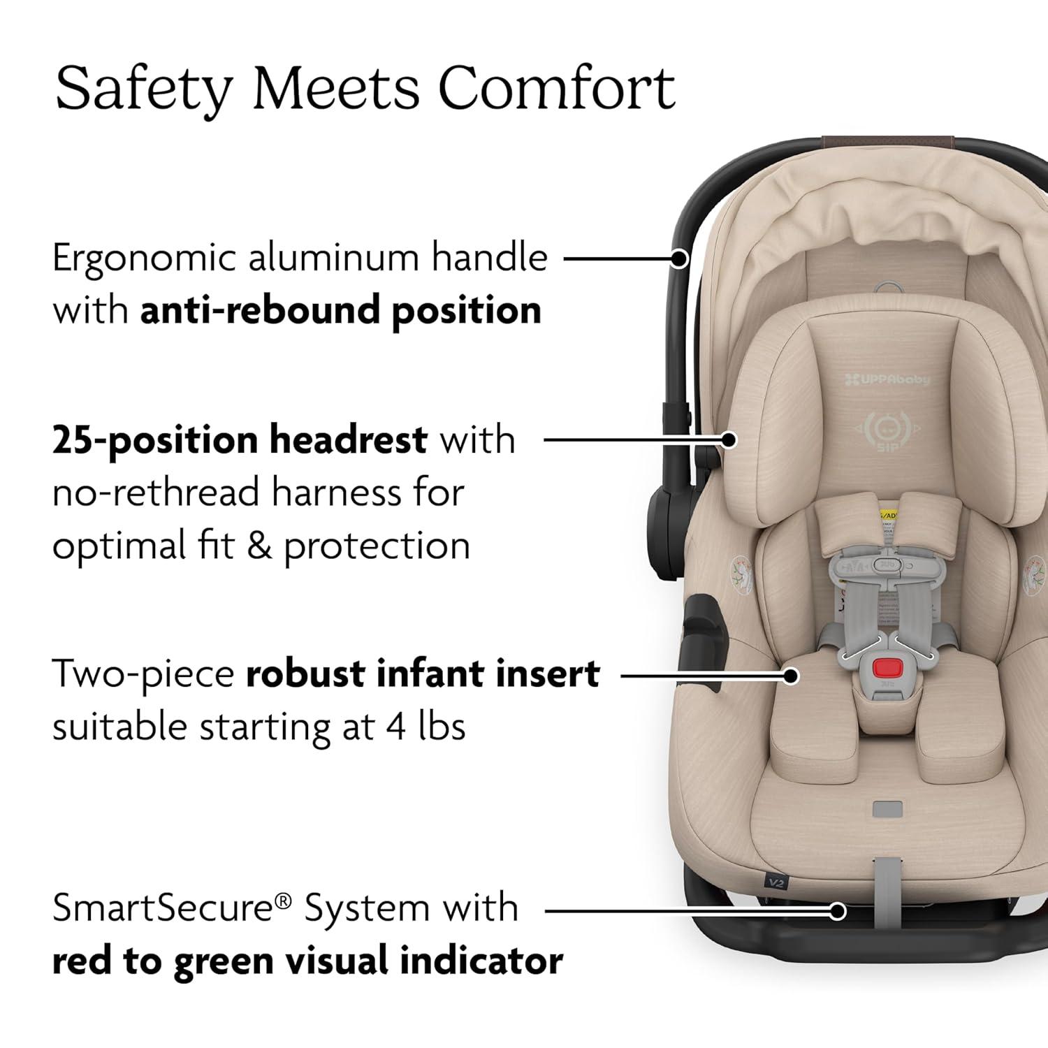 imageUPPAbaby Aria V2 Lightweight Infant Car Seat  Just Under 6 lbs  Base with Load Leg  Infant Insert  AllWeather FootCover Included  Direct Stroller Attachment  Declan Oat MlangeDeclan Oat Mlange