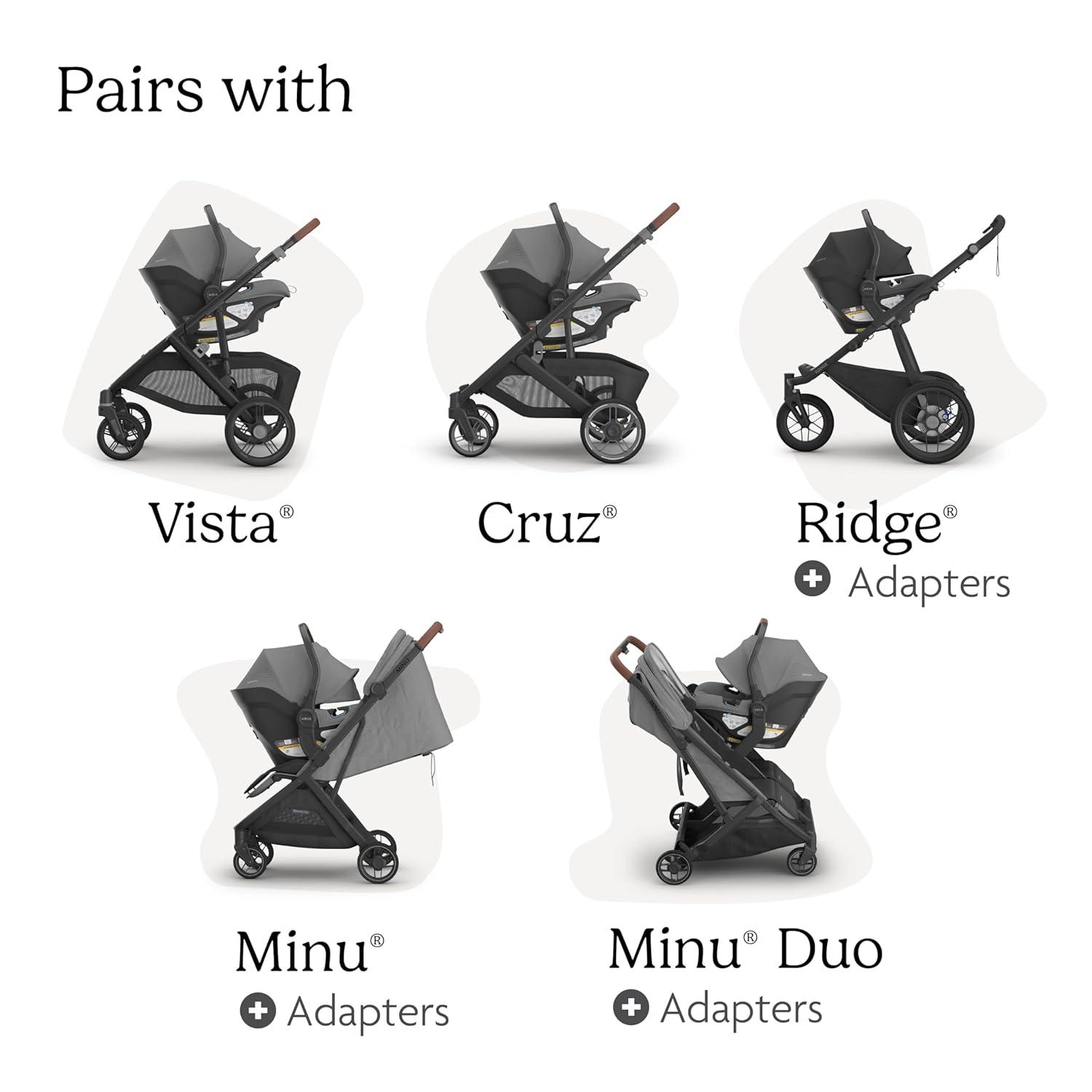 imageUPPAbaby Aria V2 Lightweight Infant Car Seat  Just Under 6 lbs  Base with Load Leg  Infant Insert  AllWeather FootCover Included  Direct Stroller Attachment  Declan Oat MlangeGreyson Charcoal Mlange