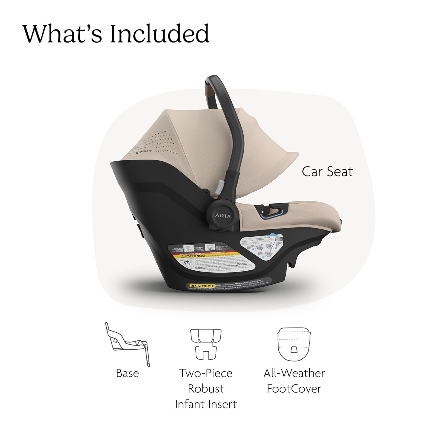 imageUPPAbaby Aria V2 Lightweight Infant Car Seat  Just Under 6 lbs  Base with Load Leg  Infant Insert  AllWeather FootCover Included  Direct Stroller Attachment  Declan Oat MlangeDeclan Oat Mlange