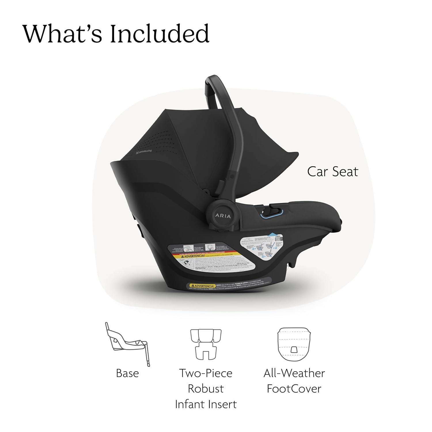 imageUPPAbaby Aria V2 Lightweight Infant Car Seat  Just Under 6 lbs  Base with Load Leg  Infant Insert  AllWeather FootCover Included  Direct Stroller Attachment  Declan Oat MlangeJake Charcoal