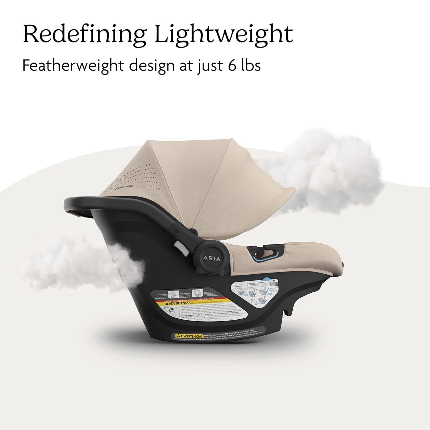 imageUPPAbaby Aria V2 Lightweight Infant Car Seat  Just Under 6 lbs  Base with Load Leg  Infant Insert  AllWeather FootCover Included  Direct Stroller Attachment  Declan Oat MlangeDeclan Oat Mlange