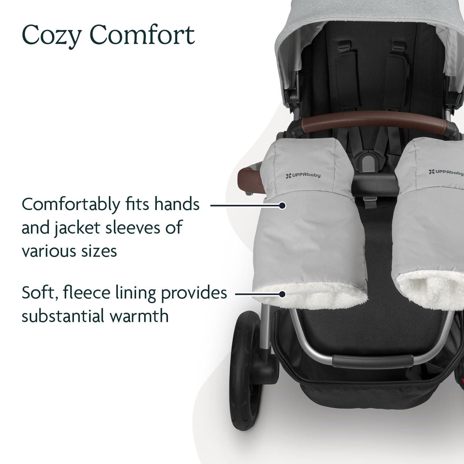 imageUPPAbaby CozyHandmuff  Easily Attaches to Stroller Handlebars  UltraPlush WeatherProof Hand Protection  Callum Stone BlueBryce White Marl