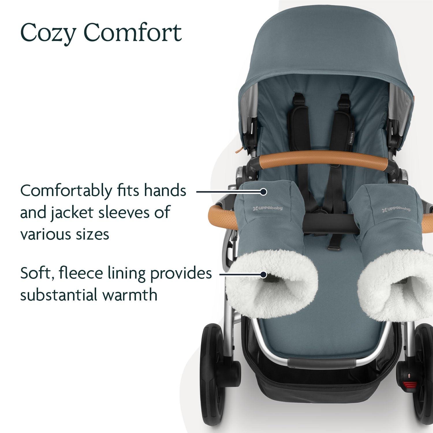 imageUPPAbaby CozyHandmuff  Easily Attaches to Stroller Handlebars  UltraPlush WeatherProof Hand Protection  Callum Stone BlueCallum Stone Blue
