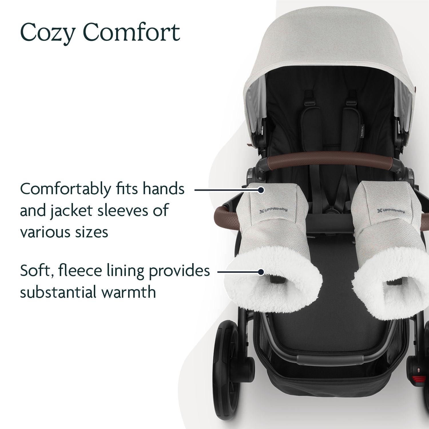 imageUPPAbaby CozyHandmuff  Easily Attaches to Stroller Handlebars  UltraPlush WeatherProof Hand Protection  Callum Stone BlueSavannah Pearl Grey Mlange