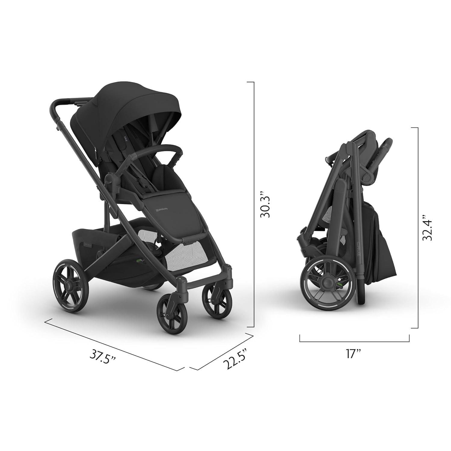 imageUPPAbaby Cruz V3 Stroller  from Birth  Car Seat Compatible  FullSize Reversible Seat  Infant Insert Bug and Rain Shields Included  Greyson Charcoal MlangeCarbon FrameSaddle LeatherJake Charcoal