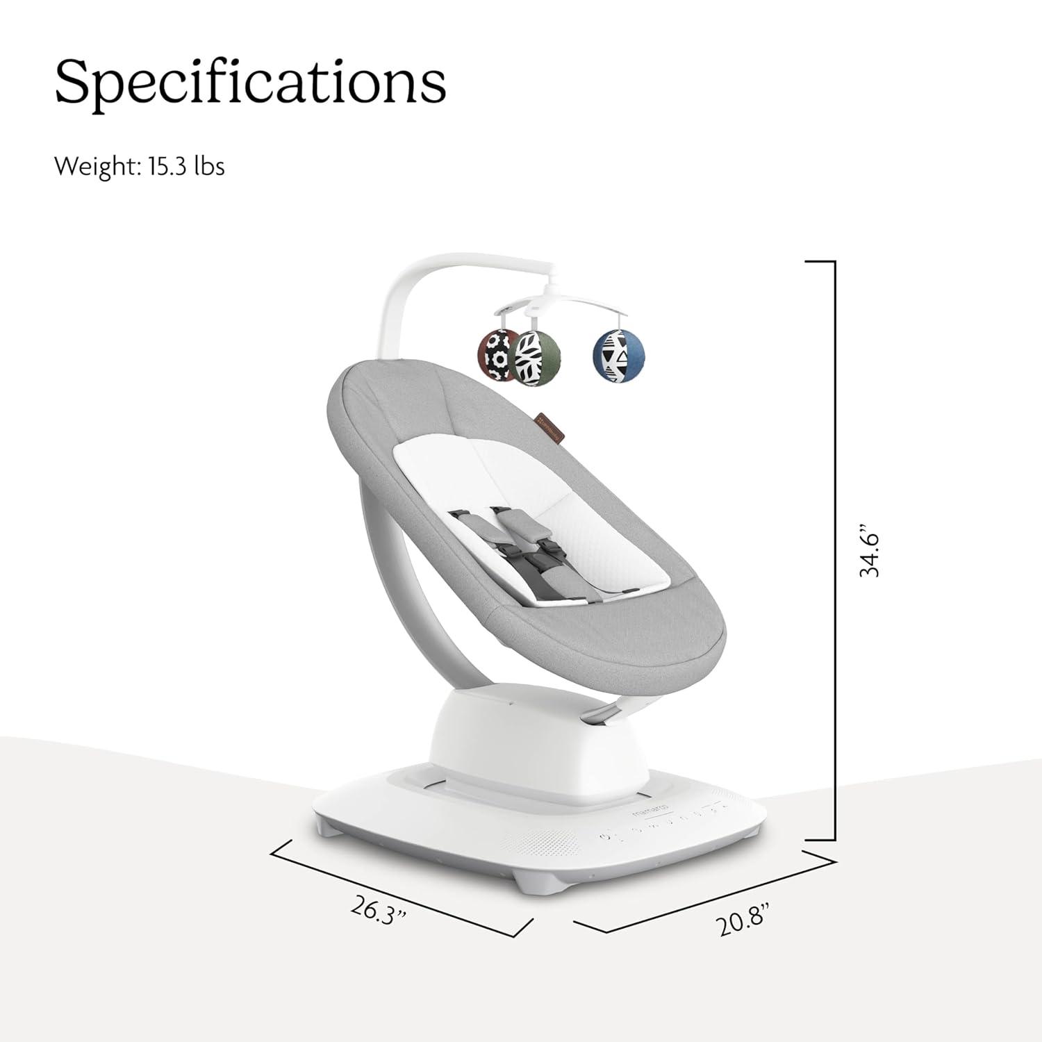 imageUPPAbaby Mamaroo Smart Swing  Customizable Soothing Modes with MotionSync Technology  Infant Recline  Bluetooth Enabled  Included Newborn Insert  Charlie Sand MlangeStella Grey Mlange