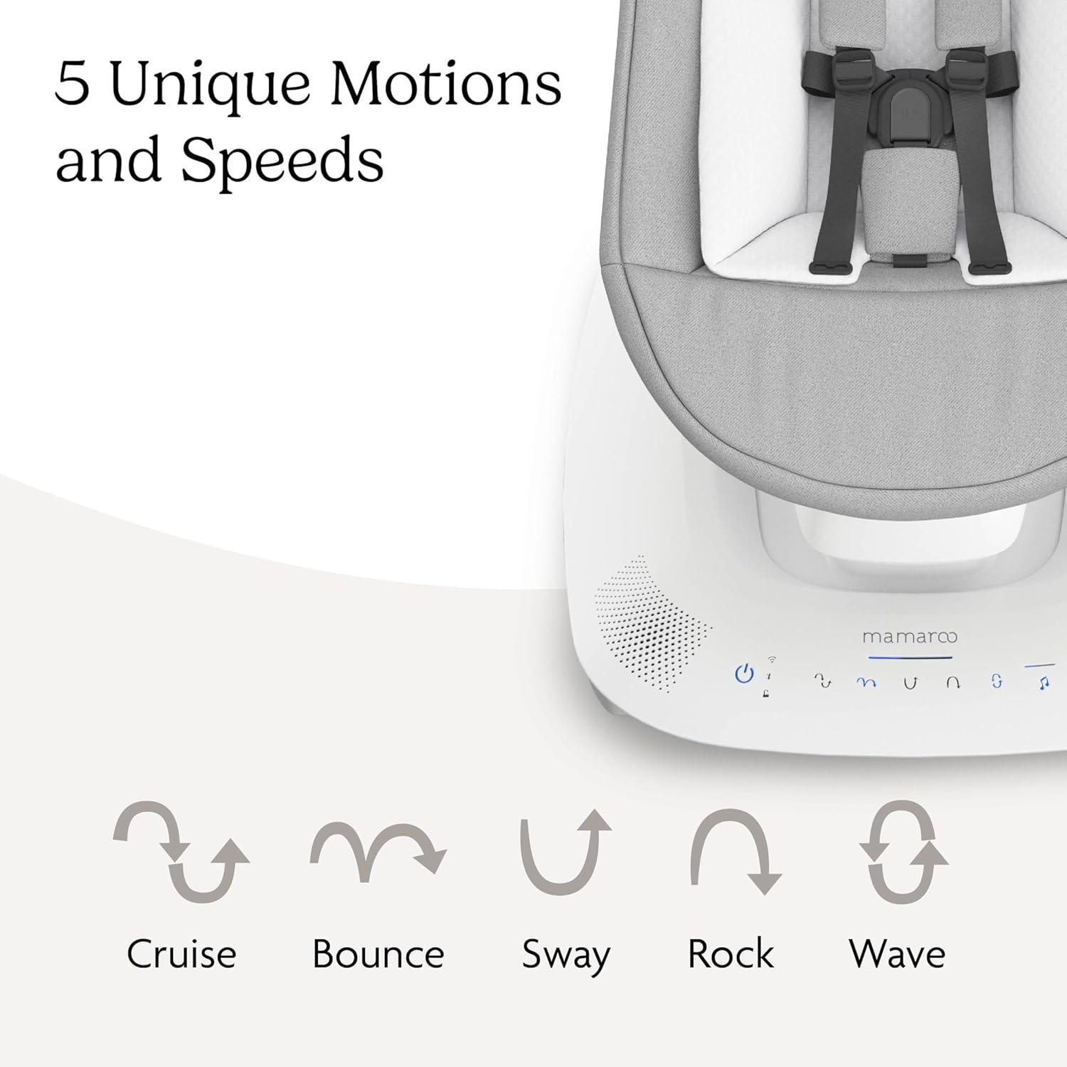 imageUPPAbaby Mamaroo Smart Swing  Customizable Soothing Modes with MotionSync Technology  Infant Recline  Bluetooth Enabled  Included Newborn Insert  Charlie Sand MlangeStella Grey Mlange