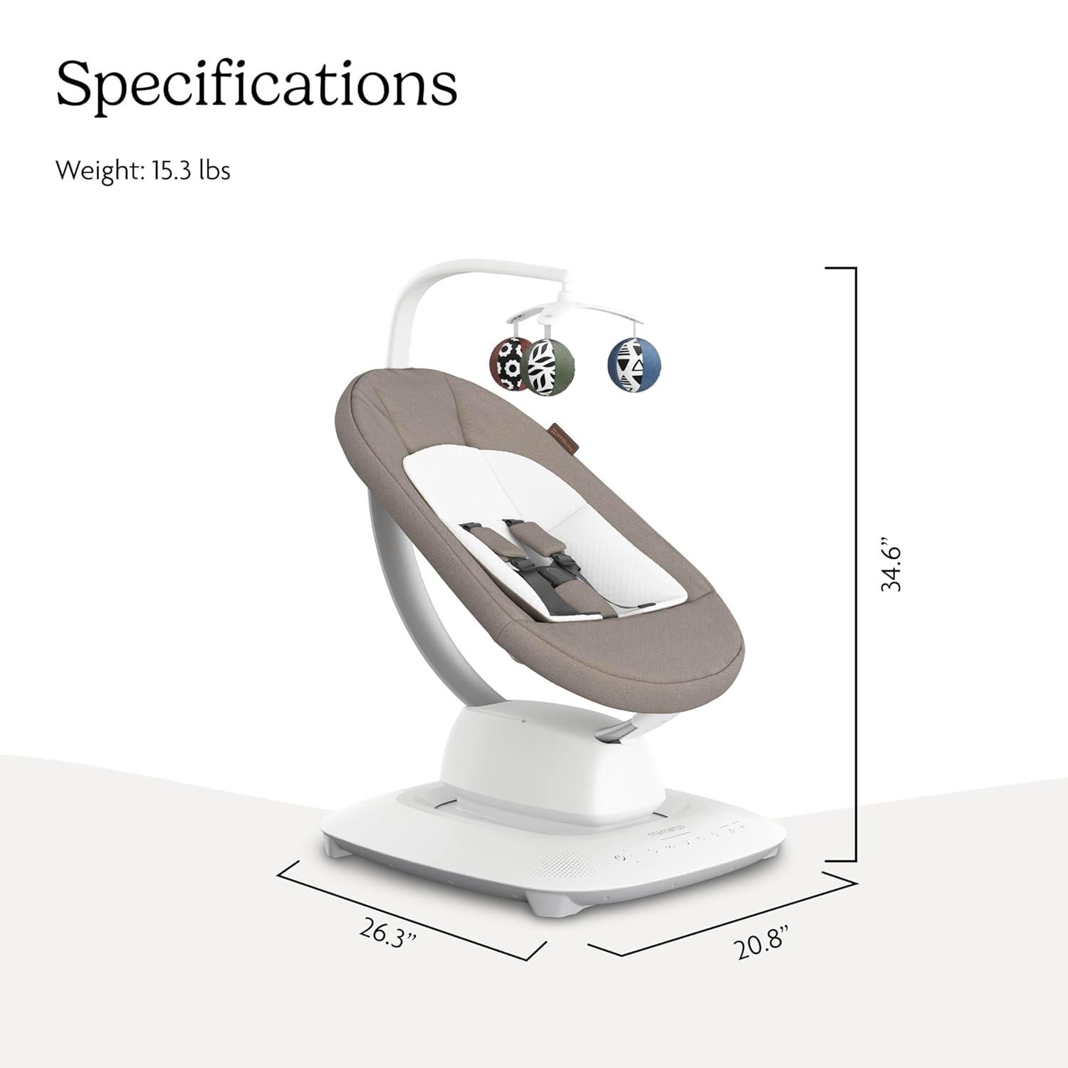 imageUPPAbaby Mamaroo Smart Swing  Customizable Soothing Modes with MotionSync Technology  Infant Recline  Bluetooth Enabled  Included Newborn Insert  Charlie Sand MlangeWells Dark Taupe Mlange