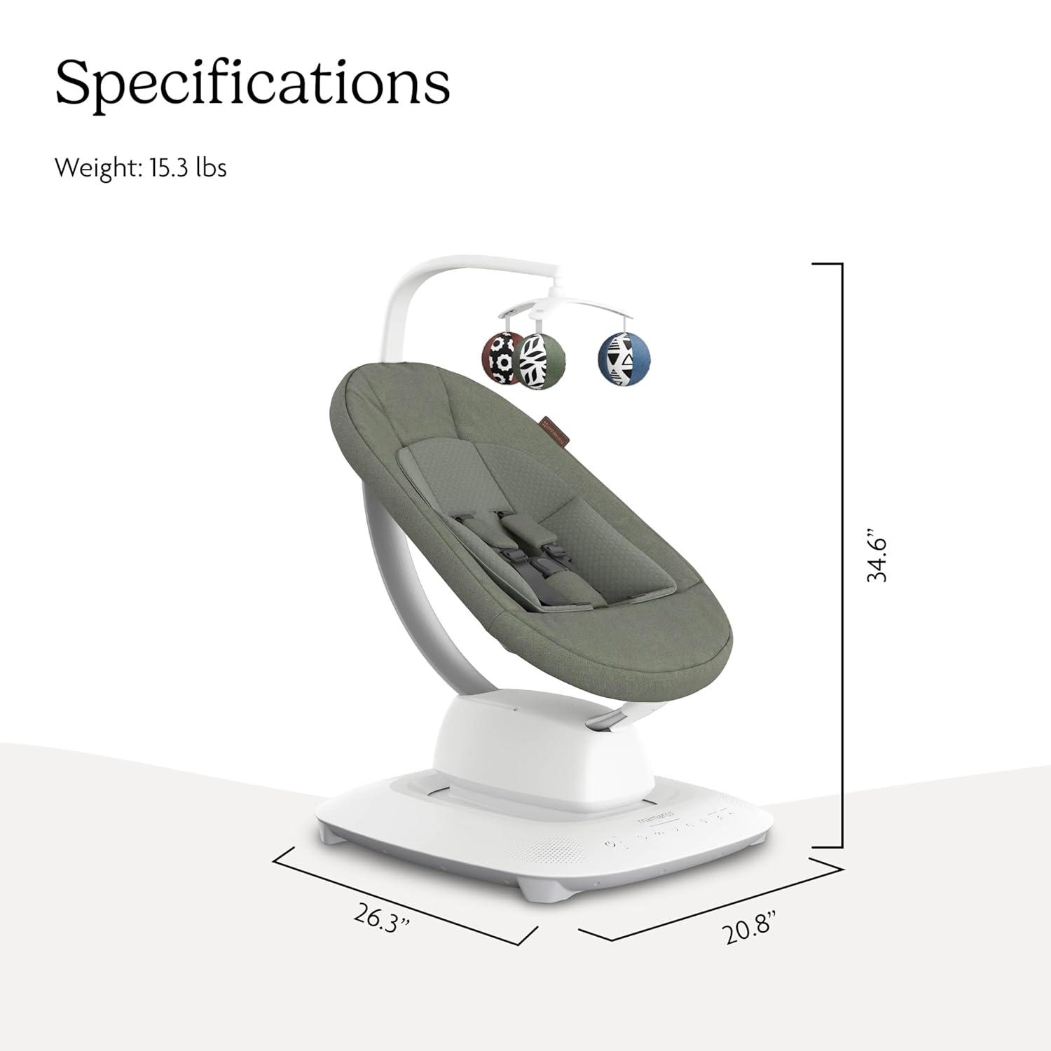 imageUPPAbaby Mamaroo Smart Swing  Customizable Soothing Modes with MotionSync Technology  Infant Recline  Bluetooth Enabled  Included Newborn Insert  Charlie Sand MlangeCamila Dark Green Mlange