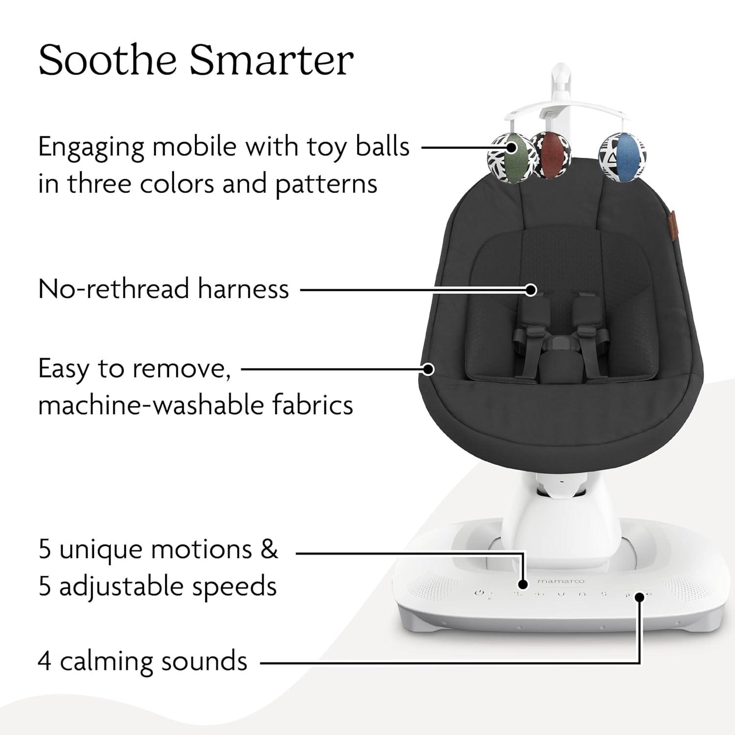 imageUPPAbaby Mamaroo Smart Swing  Customizable Soothing Modes with MotionSync Technology  Infant Recline  Bluetooth Enabled  Included Newborn Insert  Charlie Sand MlangeJake Charcoal Mlange