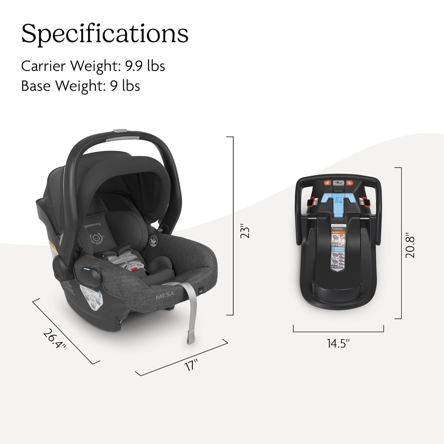 imageUPPAbaby Mesa V2 Infant Car SeatEasy InstallationInnovative SmartSecure TechnologyBase  Robust Infant Insert IncludedDirect Stroller AttachmentGreyson Charcoal MlangeGreyson