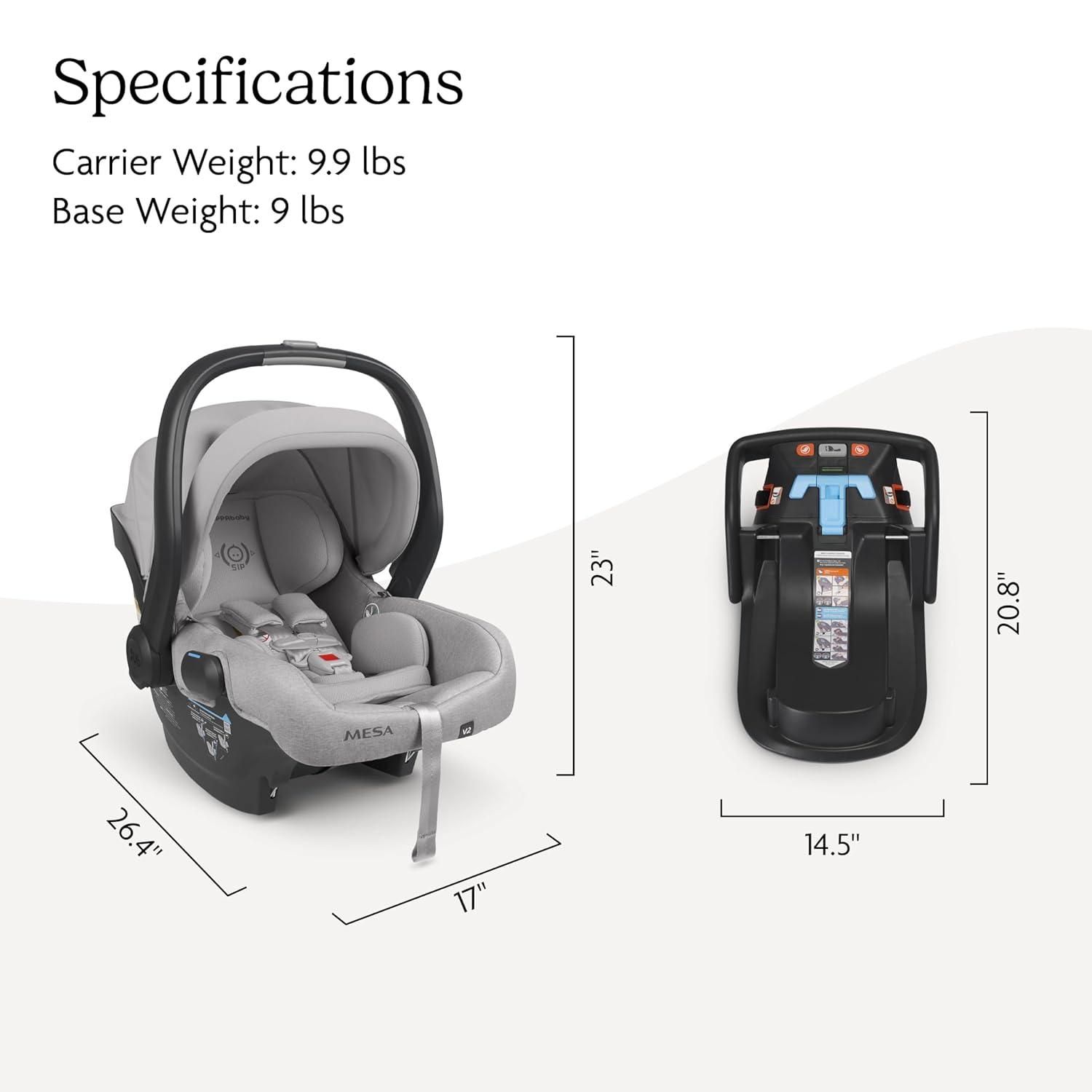 imageUPPAbaby Mesa V2 Infant Car SeatEasy InstallationInnovative SmartSecure TechnologyBase  Robust Infant Insert IncludedDirect Stroller AttachmentGreyson Charcoal MlangeStella