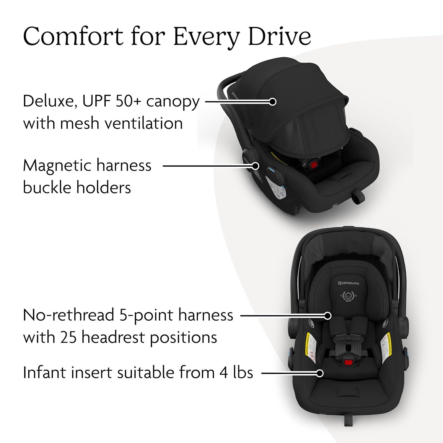 imageUPPAbaby Mesa V3 Infant Car Seat  Easy Installation  SmartSecure Technology  Attaches to Stroller  Base  Infant Insert Included  Greyson Charcoal MlangeJake Charcoal
