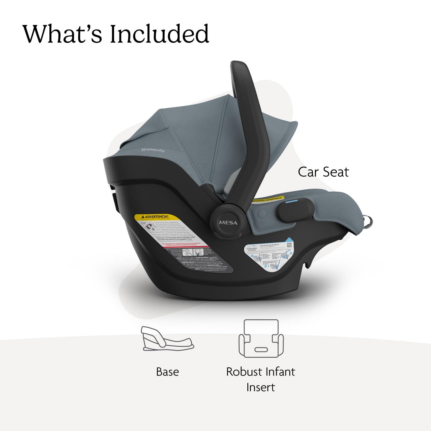 imageUPPAbaby Mesa V3 Infant Car Seat  Easy Installation  SmartSecure Technology  Attaches to Stroller  Base  Infant Insert Included  Greyson Charcoal MlangeCallum Stone Blue