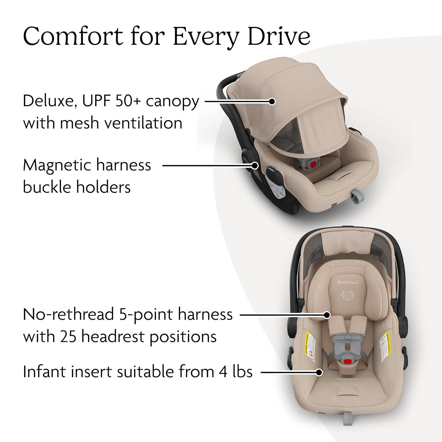 imageUPPAbaby Mesa V3 Infant Car Seat  Easy Installation  SmartSecure Technology  Attaches to Stroller  Base  Infant Insert Included  Greyson Charcoal MlangeDeclan Oat Mlange