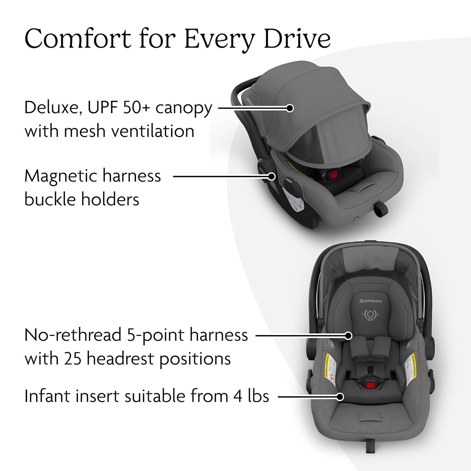 imageUPPAbaby Mesa V3 Infant Car Seat  Easy Installation  SmartSecure Technology  Attaches to Stroller  Base  Infant Insert Included  Greyson Charcoal MlangeGreyson Charcoal Mlange