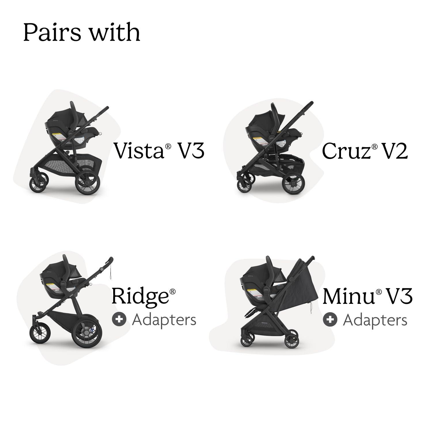 imageUPPAbaby Mesa V3 Infant Car Seat  Easy Installation  SmartSecure Technology  Attaches to Stroller  Base  Infant Insert Included  Greyson Charcoal MlangeJake Charcoal