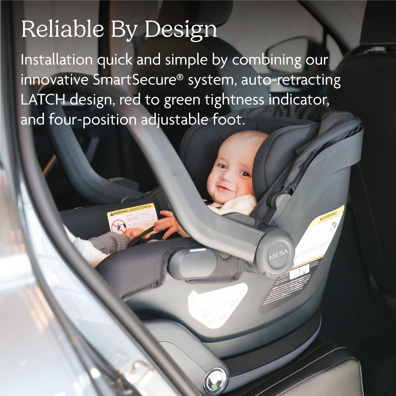 imageUPPAbaby Mesa V3 Infant Car Seat  Easy Installation  SmartSecure Technology  Attaches to Stroller  Base  Infant Insert Included  Greyson Charcoal MlangeSavannah Grey Mlange