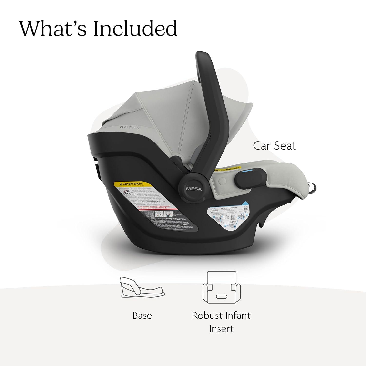 imageUPPAbaby Mesa V3 Infant Car Seat  Easy Installation  SmartSecure Technology  Attaches to Stroller  Base  Infant Insert Included  Greyson Charcoal MlangeSavannah Grey Mlange