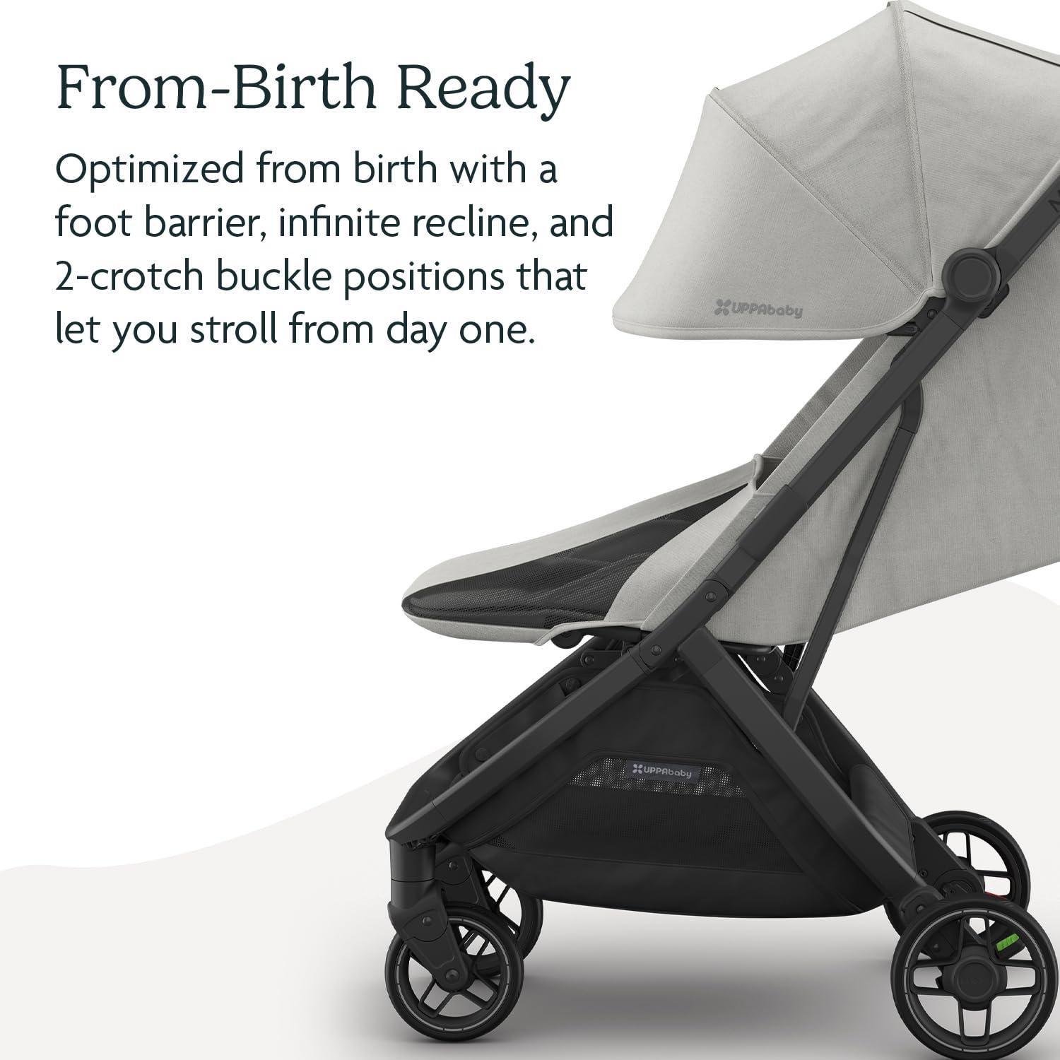 imageUPPAbaby Minu V3 Travel Stroller  Lightweight  Compact Design  OneHand Fold  Unfold  from Birth  Overhead Compatible  Jake CharcoalCarbon FrameBlack LeatherSavannah