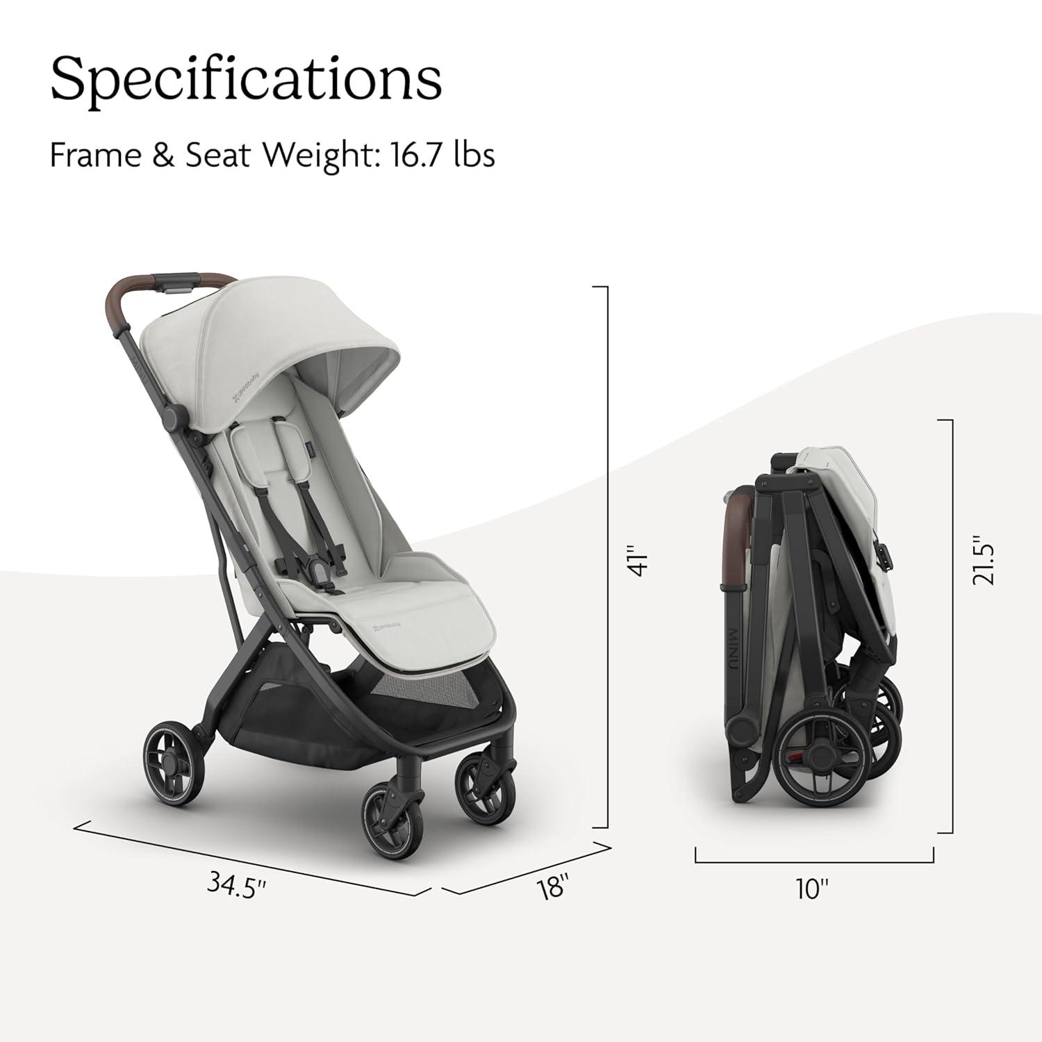 imageUPPAbaby Minu V3 Travel Stroller  Lightweight  Compact Design  OneHand Fold  Unfold  from Birth  Overhead Compatible  Jake CharcoalCarbon FrameBlack LeatherSavannah