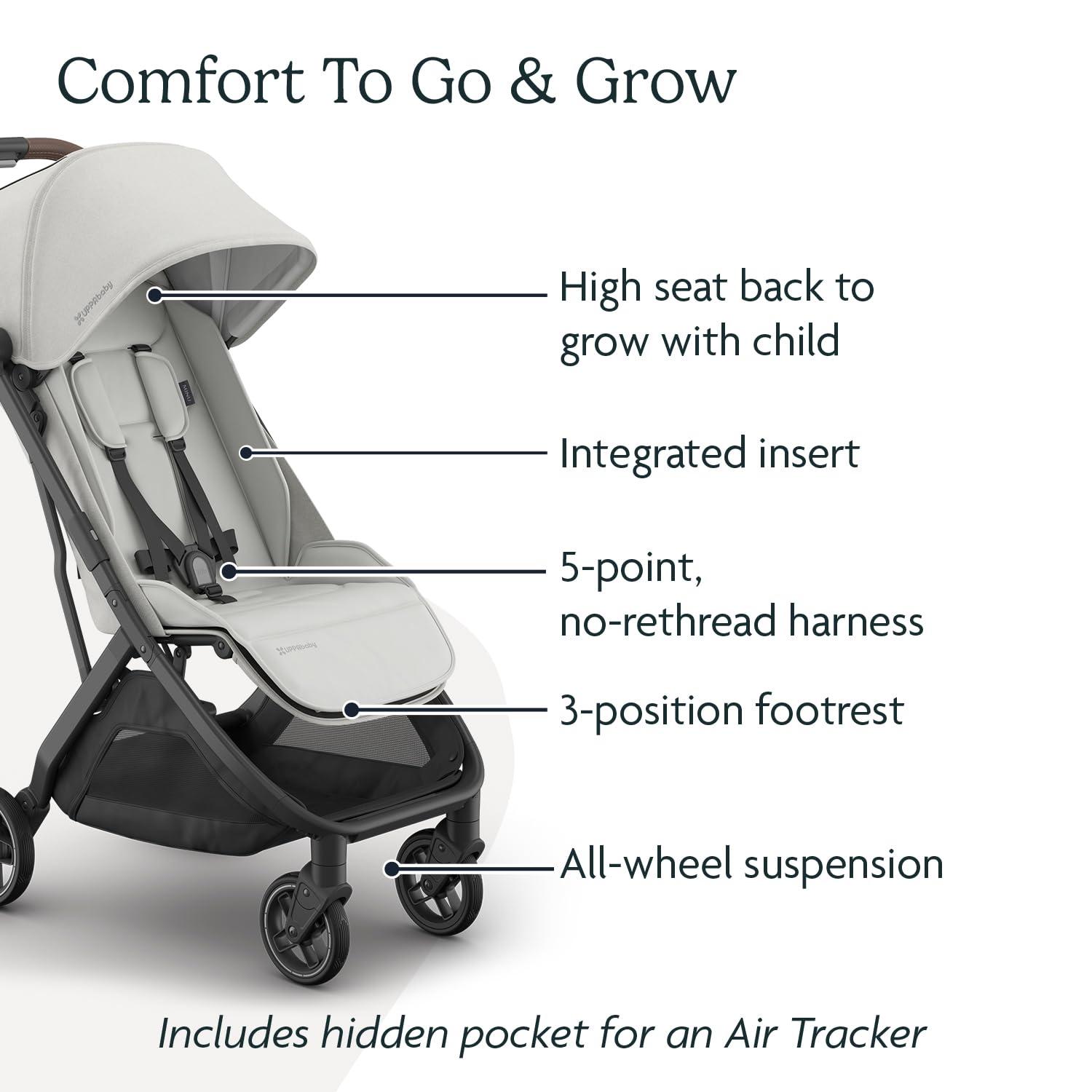 imageUPPAbaby Minu V3 Travel Stroller  Lightweight  Compact Design  OneHand Fold  Unfold  from Birth  Overhead Compatible  Jake CharcoalCarbon FrameBlack LeatherSavannah