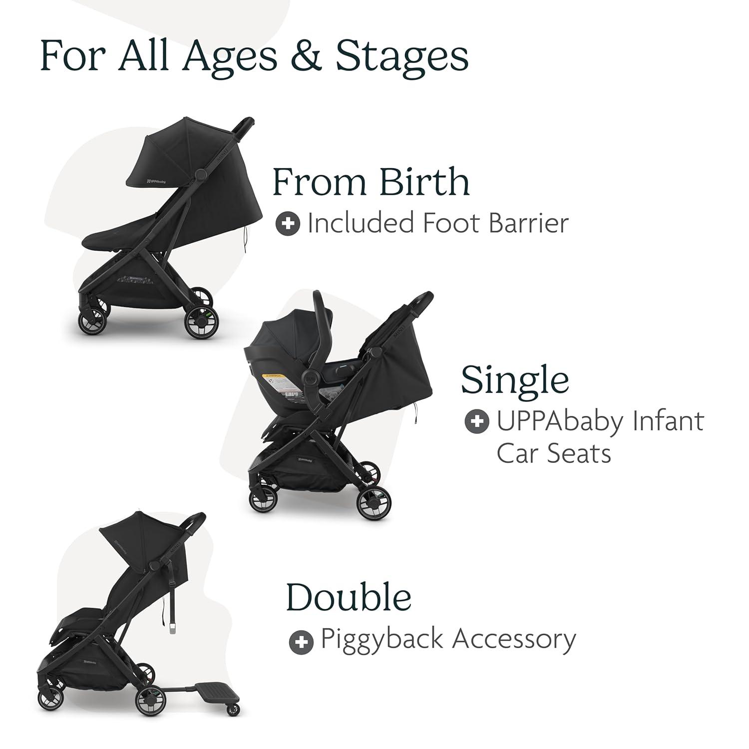 imageUPPAbaby Minu V3 Travel Stroller  Lightweight  Compact Design  OneHand Fold  Unfold  from Birth  Overhead Compatible  Jake CharcoalCarbon FrameBlack LeatherGreyson