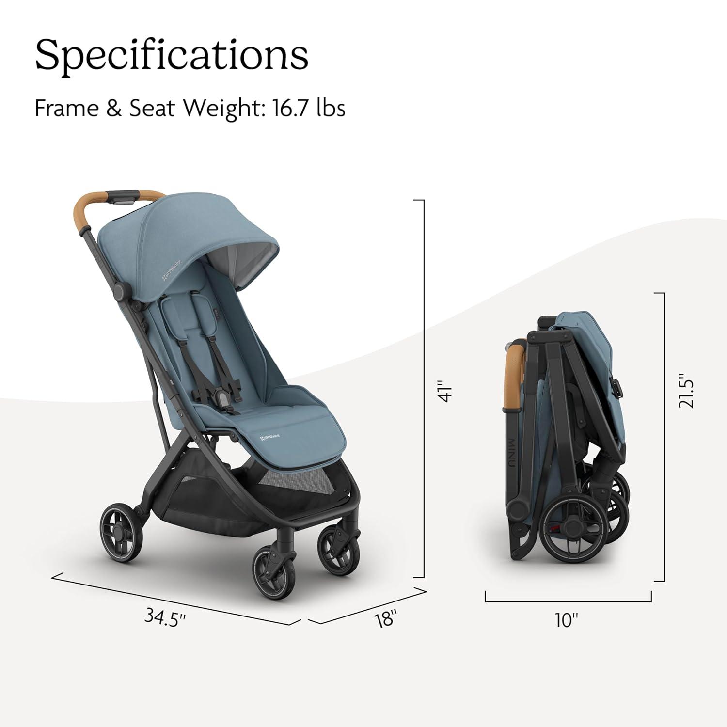 imageUPPAbaby Minu V3 Travel Stroller  Lightweight  Compact Design  OneHand Fold  Unfold  from Birth  Overhead Compatible  Jake CharcoalCarbon FrameBlack LeatherDillan