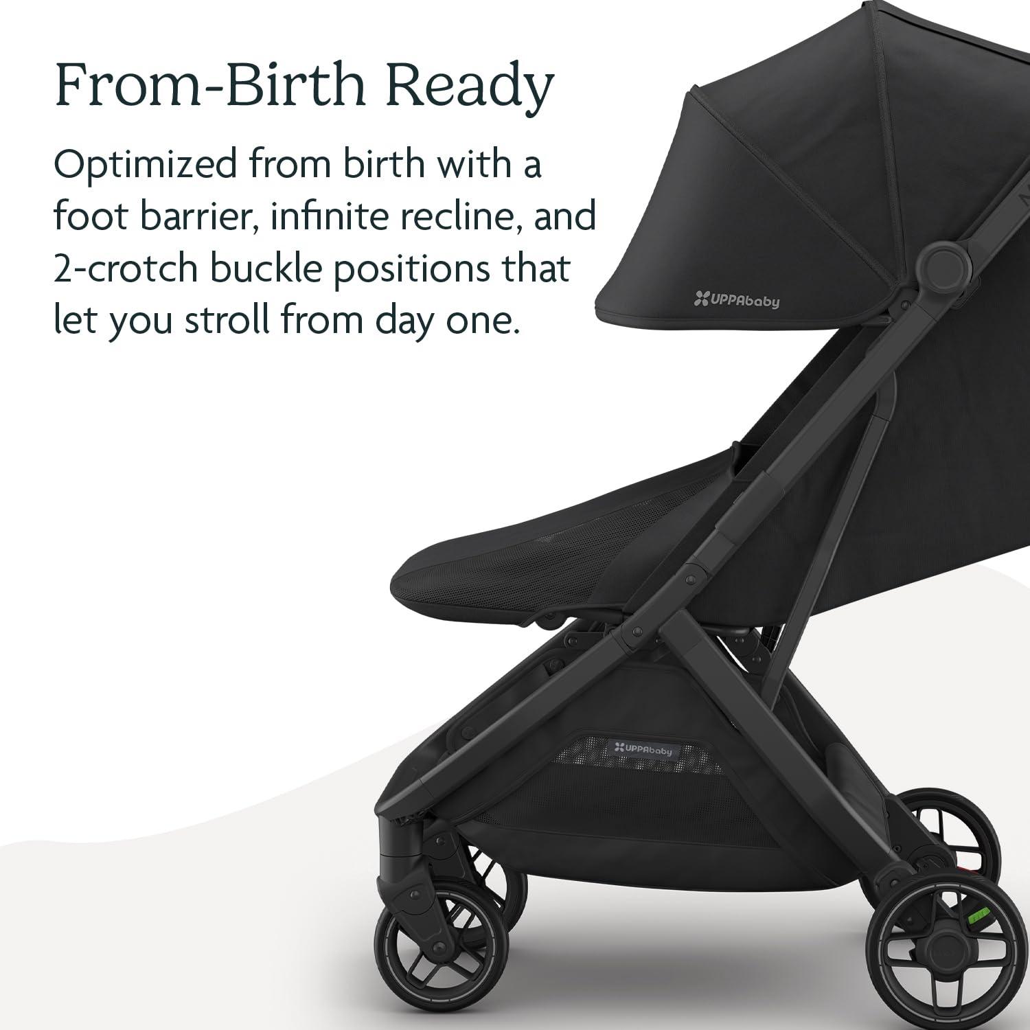 imageUPPAbaby Minu V3 Travel Stroller  Lightweight  Compact Design  OneHand Fold  Unfold  from Birth  Overhead Compatible  Jake CharcoalCarbon FrameBlack LeatherJake