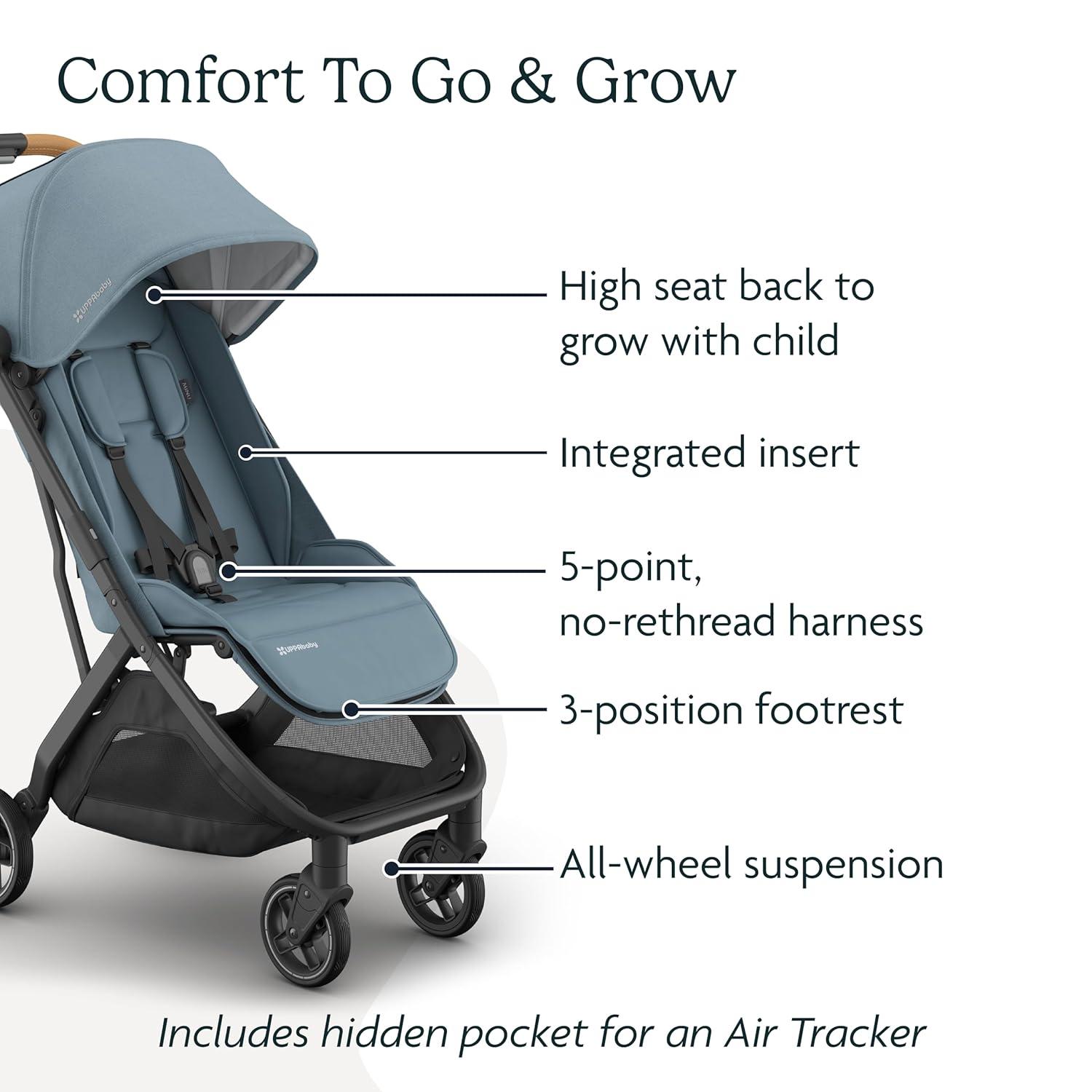 imageUPPAbaby Minu V3 Travel Stroller  Lightweight  Compact Design  OneHand Fold  Unfold  from Birth  Overhead Compatible  Jake CharcoalCarbon FrameBlack LeatherDillan