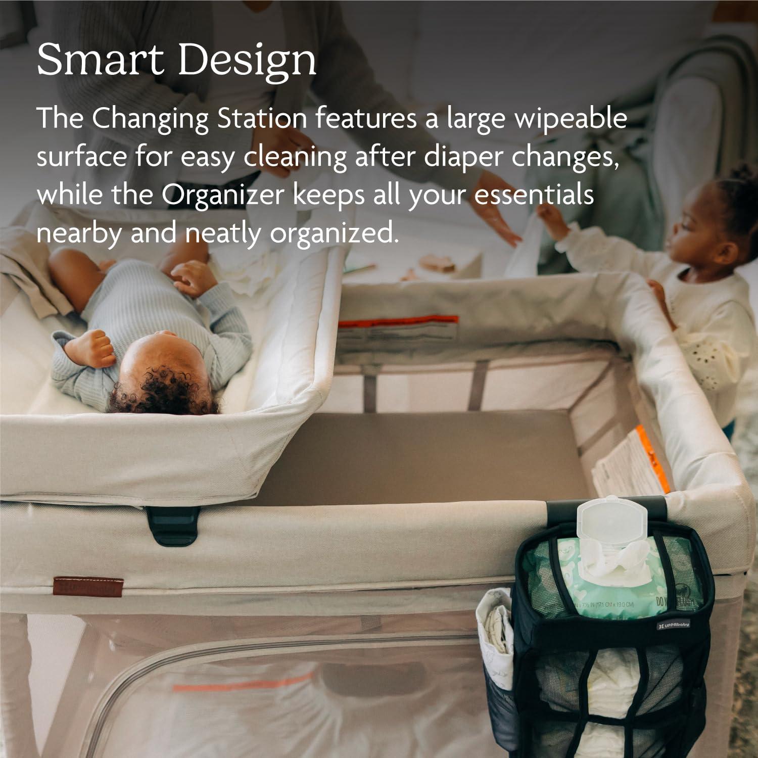 imageUPPAbaby Remi Playard Bundle Includes Remi Playard  Changing Station  Changing Station Organizer Travel Crib  Mesh Bassinet Storage Bag and Mattress Cover Included  Jake CharcoalJake