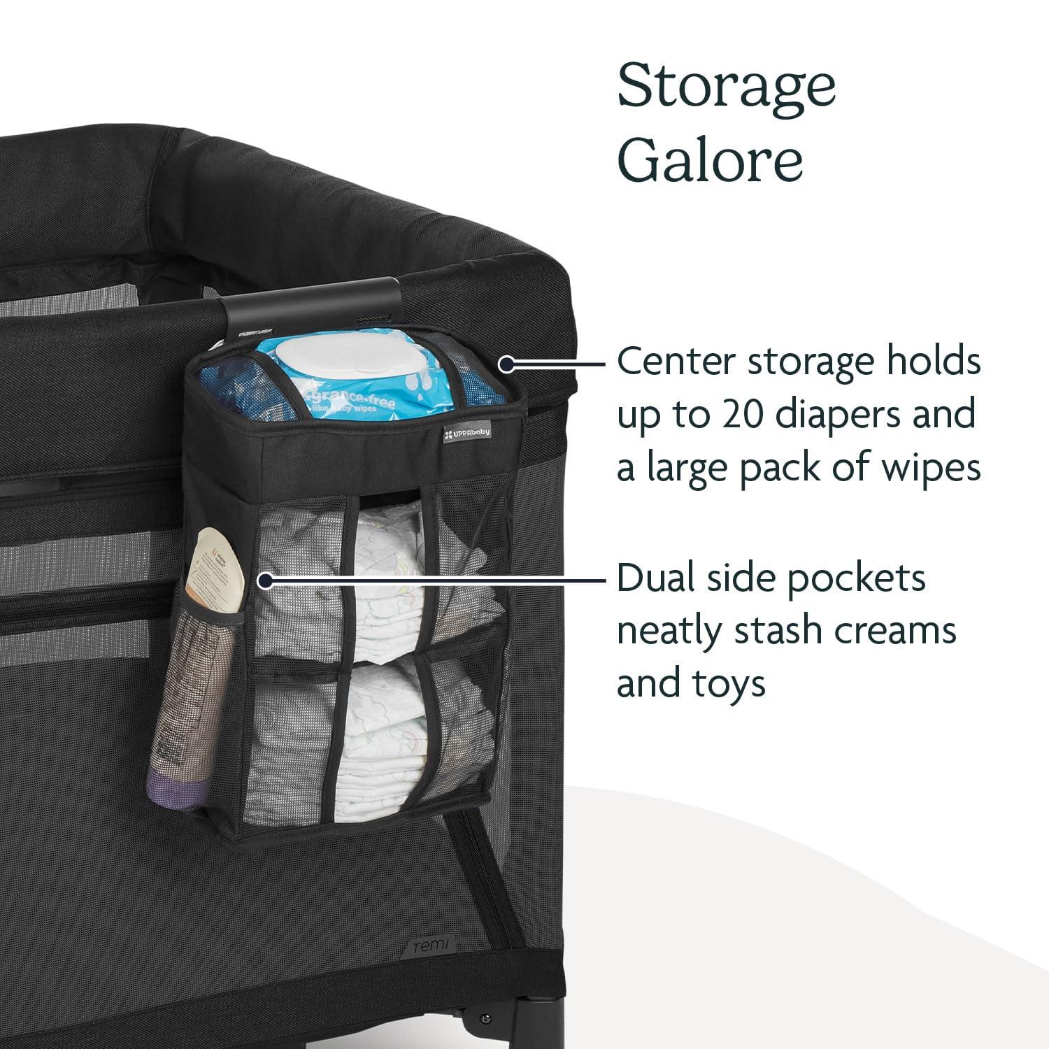 imageUPPAbaby Remi Playard Bundle Includes Remi Playard  Changing Station  Changing Station Organizer Travel Crib  Mesh Bassinet Storage Bag and Mattress Cover Included  Jake CharcoalJake