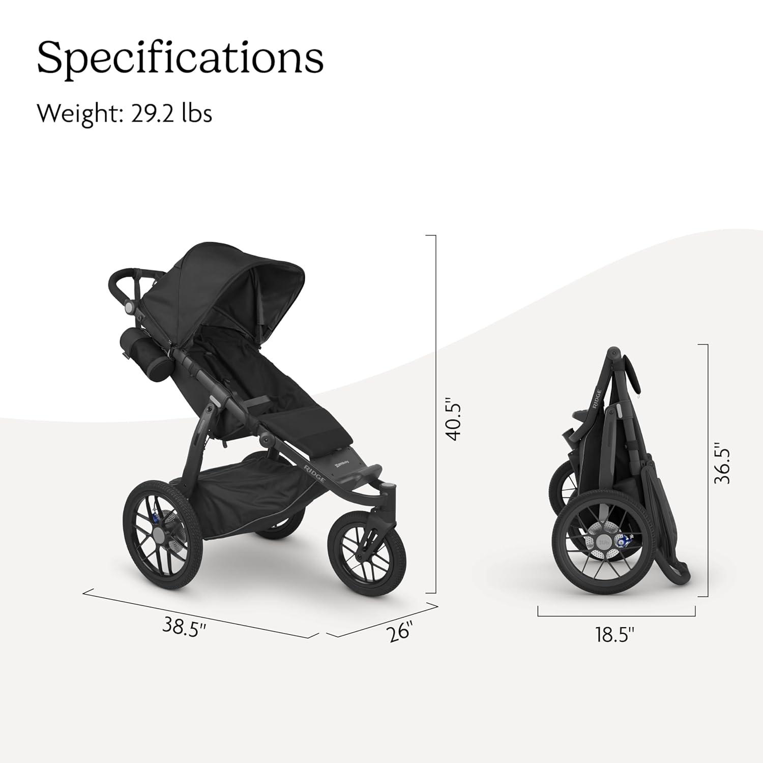 imageUPPAbaby Ridge Jogging StrollerDurable Performance Jogger with NeverFlat TiresBuilt for Walking Running HikingWater Bottle Holder and Basket Cover IncludedJake CharcoalCarbon FrameJake Charcoal