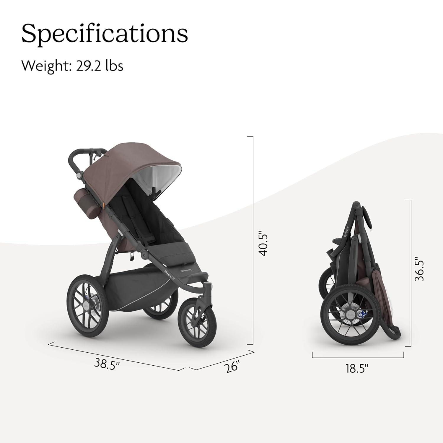 imageUPPAbaby Ridge Jogging StrollerDurable Performance Jogger with NeverFlat TiresBuilt for Walking Running HikingWater Bottle Holder and Basket Cover IncludedJake CharcoalCarbon FrameTheo