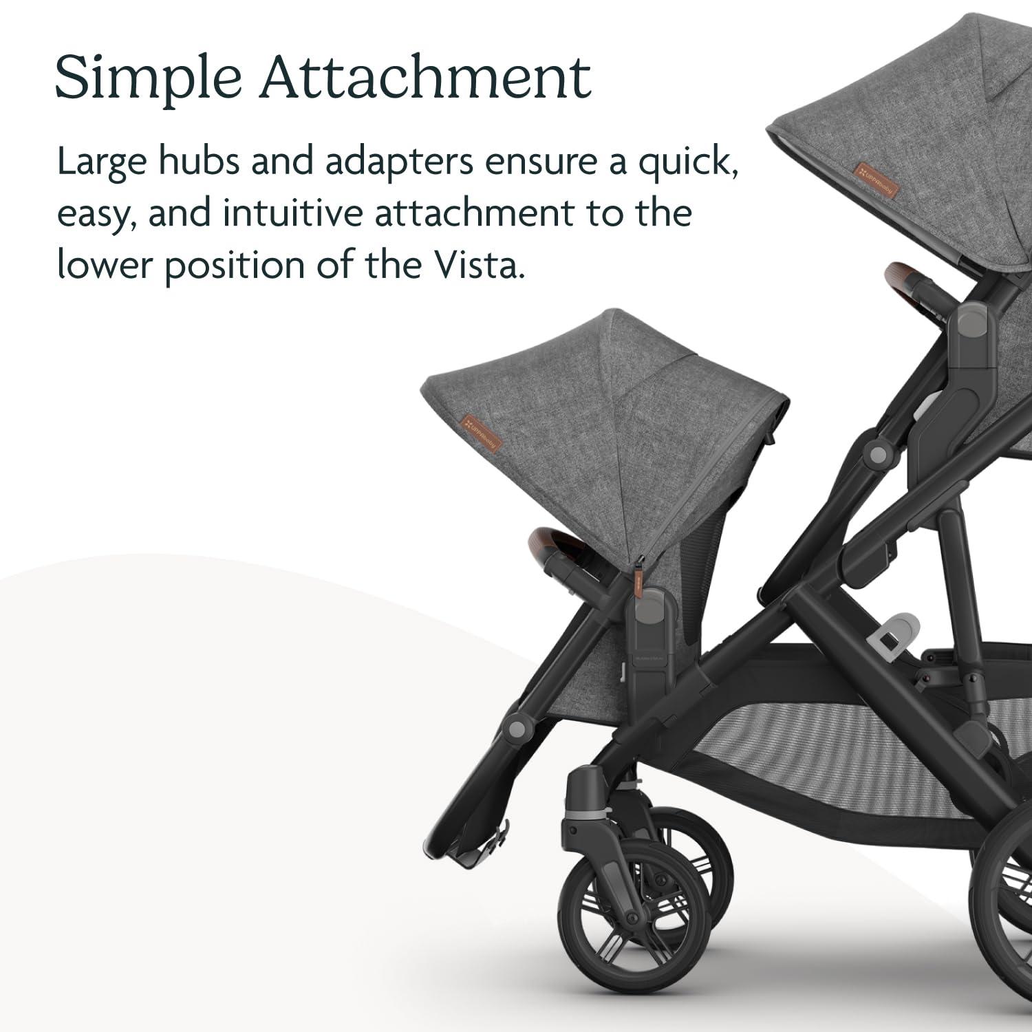 imageUPPAbaby RumbleSeat V3 Second Lower Seat  Compatible with Vista V2 and Vista V3  AllWeather Seat  Magnetic Buckle  Adapters Included  Jake CharcoalCarbon FrameBlack LeatherJake CharcoalCarbon FrameBlack Leather