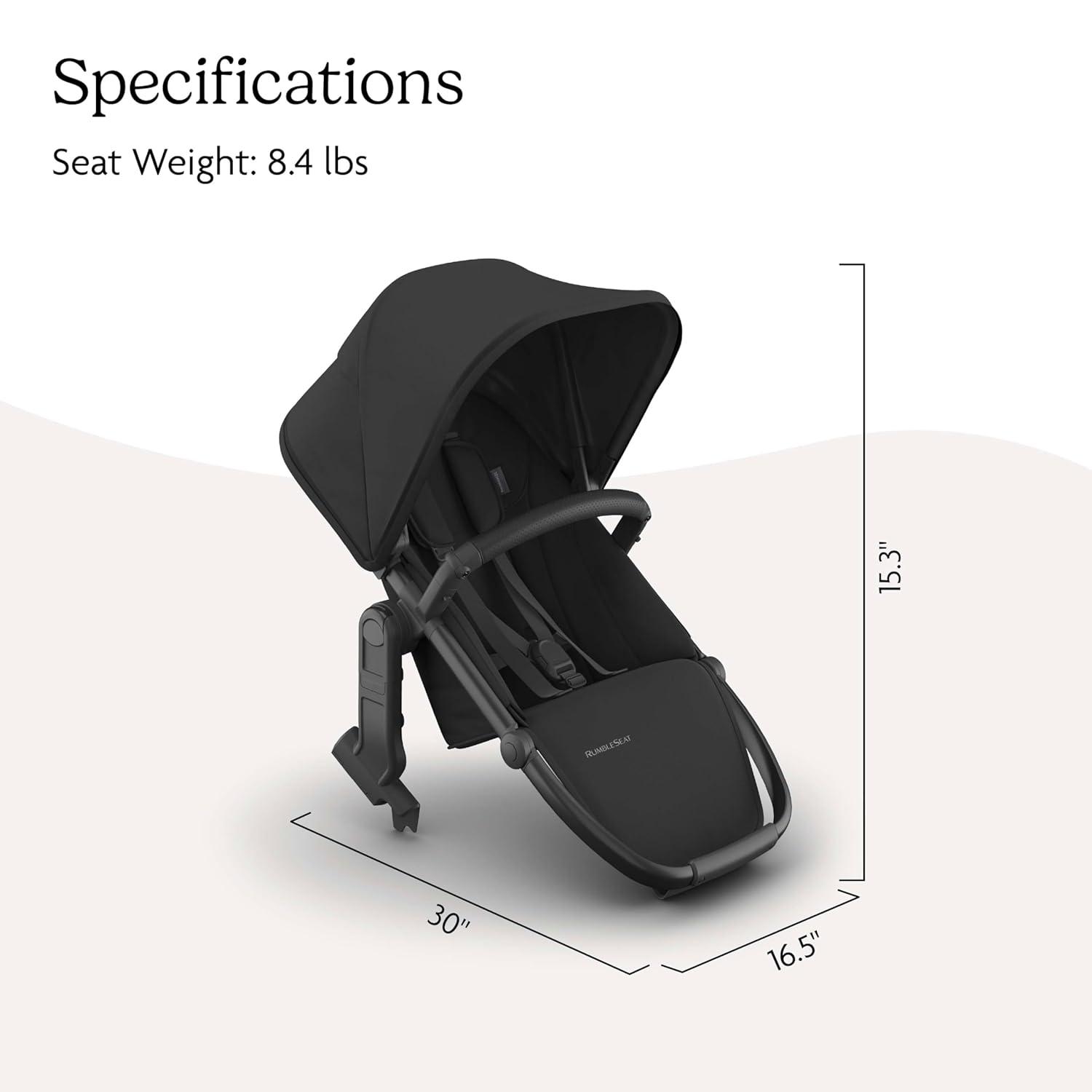 imageUPPAbaby RumbleSeat V3 Second Lower Seat  Compatible with Vista V2 and Vista V3  AllWeather Seat  Magnetic Buckle  Adapters Included  Jake CharcoalCarbon FrameBlack LeatherJake CharcoalCarbon FrameBlack Leather