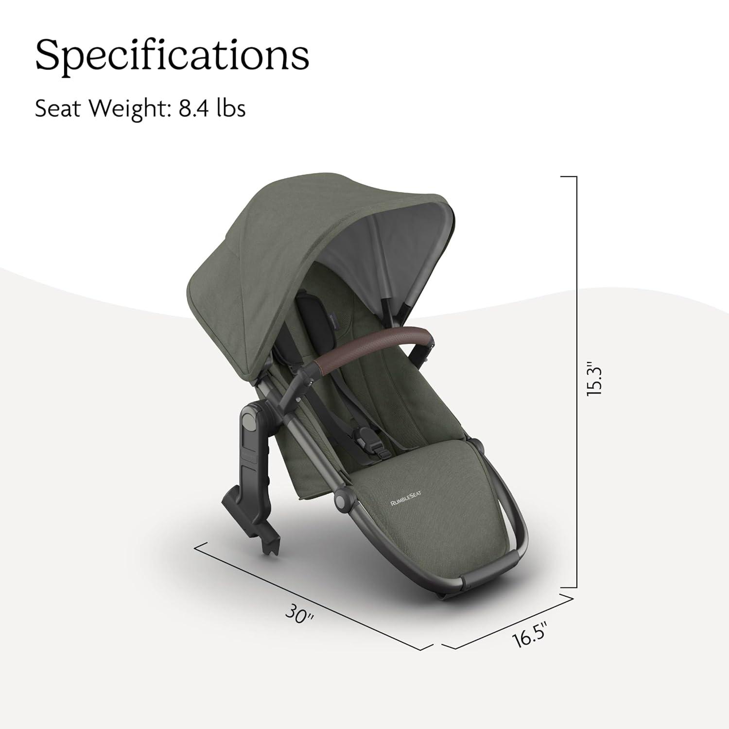 imageUPPAbaby RumbleSeat V3 Second Lower Seat  Compatible with Vista V2 and Vista V3  AllWeather Seat  Magnetic Buckle  Adapters Included  Jake CharcoalCarbon FrameBlack LeatherEvelyn Meadow GreenGraphite FrameChestnut Leather
