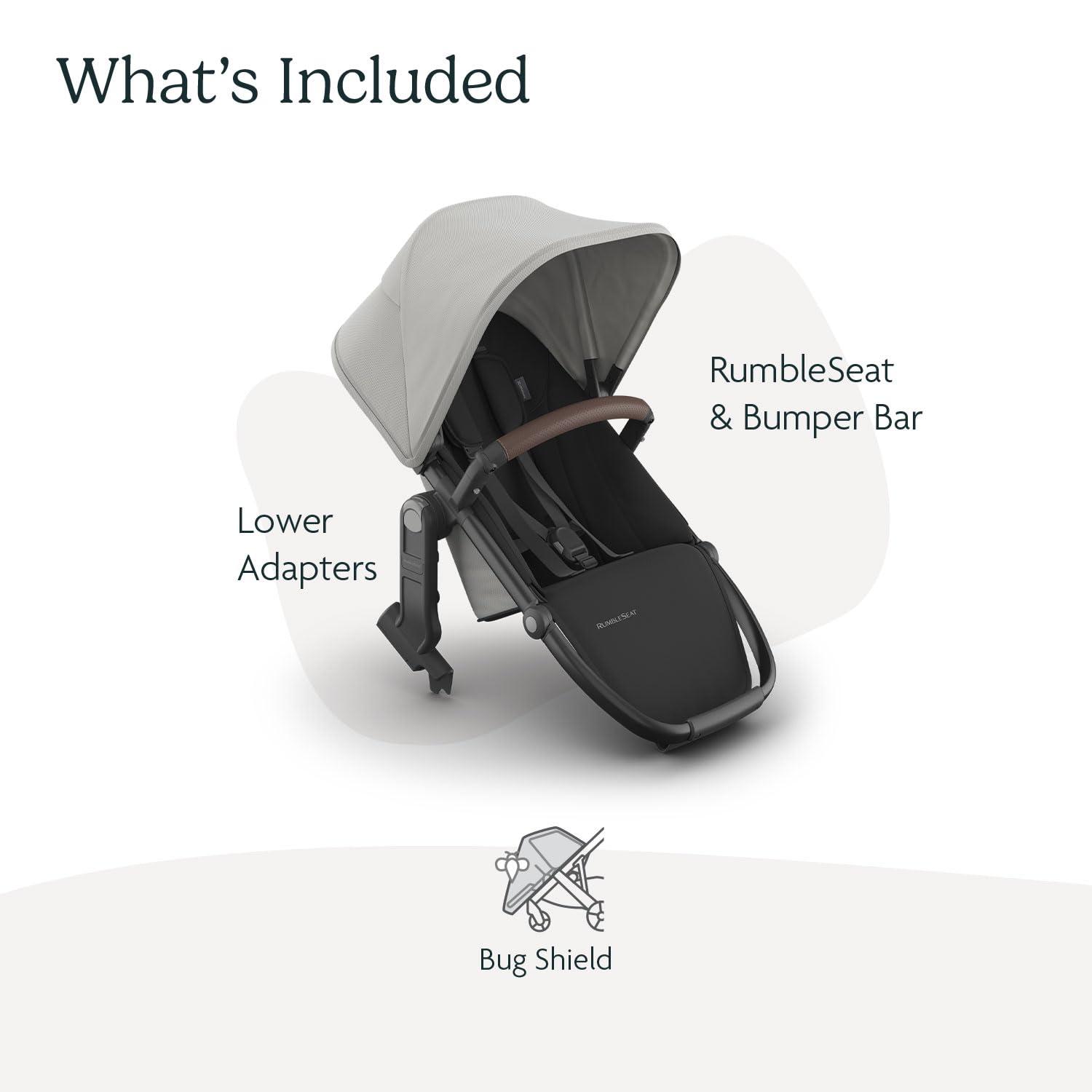 imageUPPAbaby RumbleSeat V3 Second Lower Seat  Compatible with Vista V2 and Vista V3  AllWeather Seat  Magnetic Buckle  Adapters Included  Jake CharcoalCarbon FrameBlack LeatherSavannah Pearl Gray JacquardCarbon FrameChestnut Leather