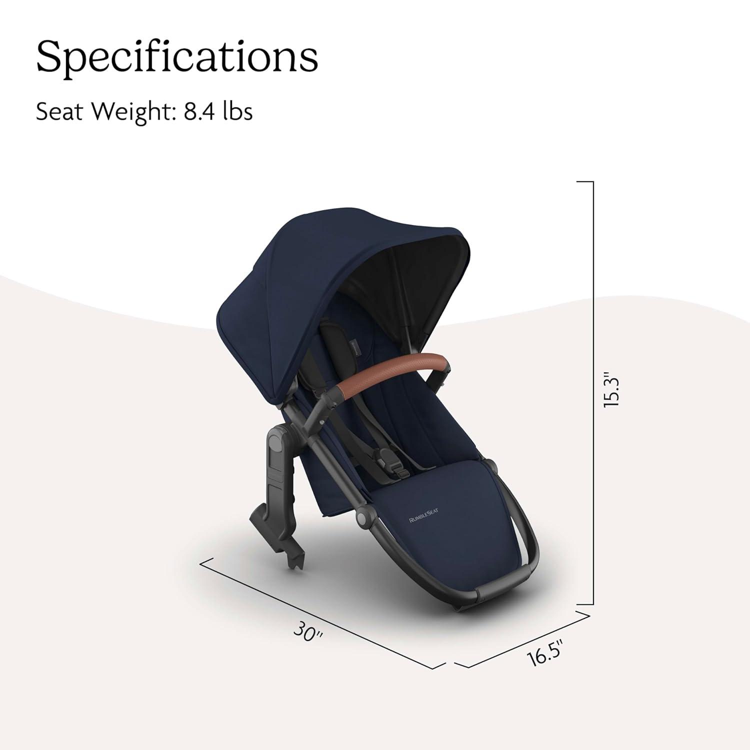 imageUPPAbaby RumbleSeat V3 Second Lower Seat  Compatible with Vista V2 and Vista V3  AllWeather Seat  Magnetic Buckle  Adapters Included  Jake CharcoalCarbon FrameBlack LeatherNoa NavyCarbon FrameSaddle Leather